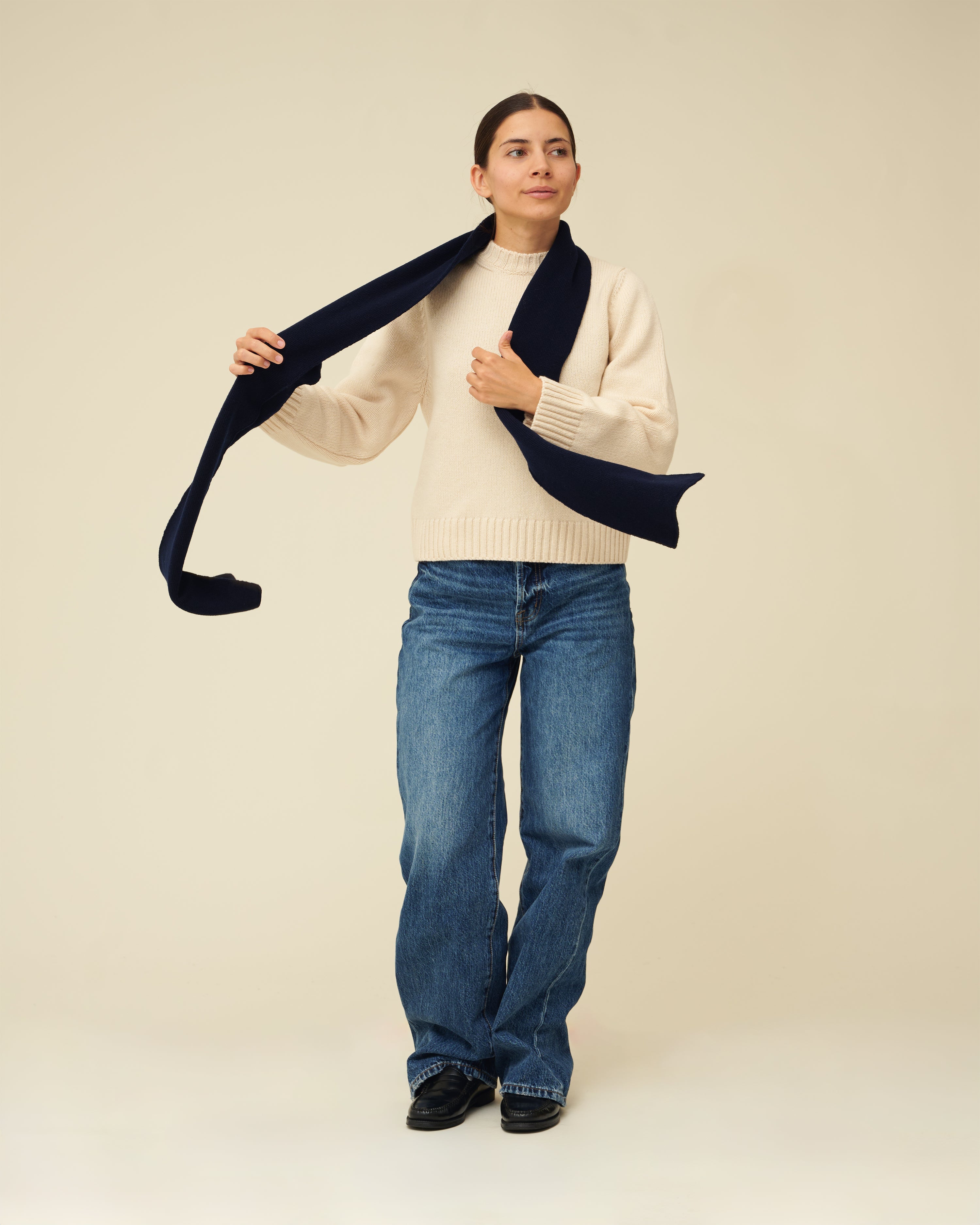 Merino Lambswool Scarf - Navy Blue