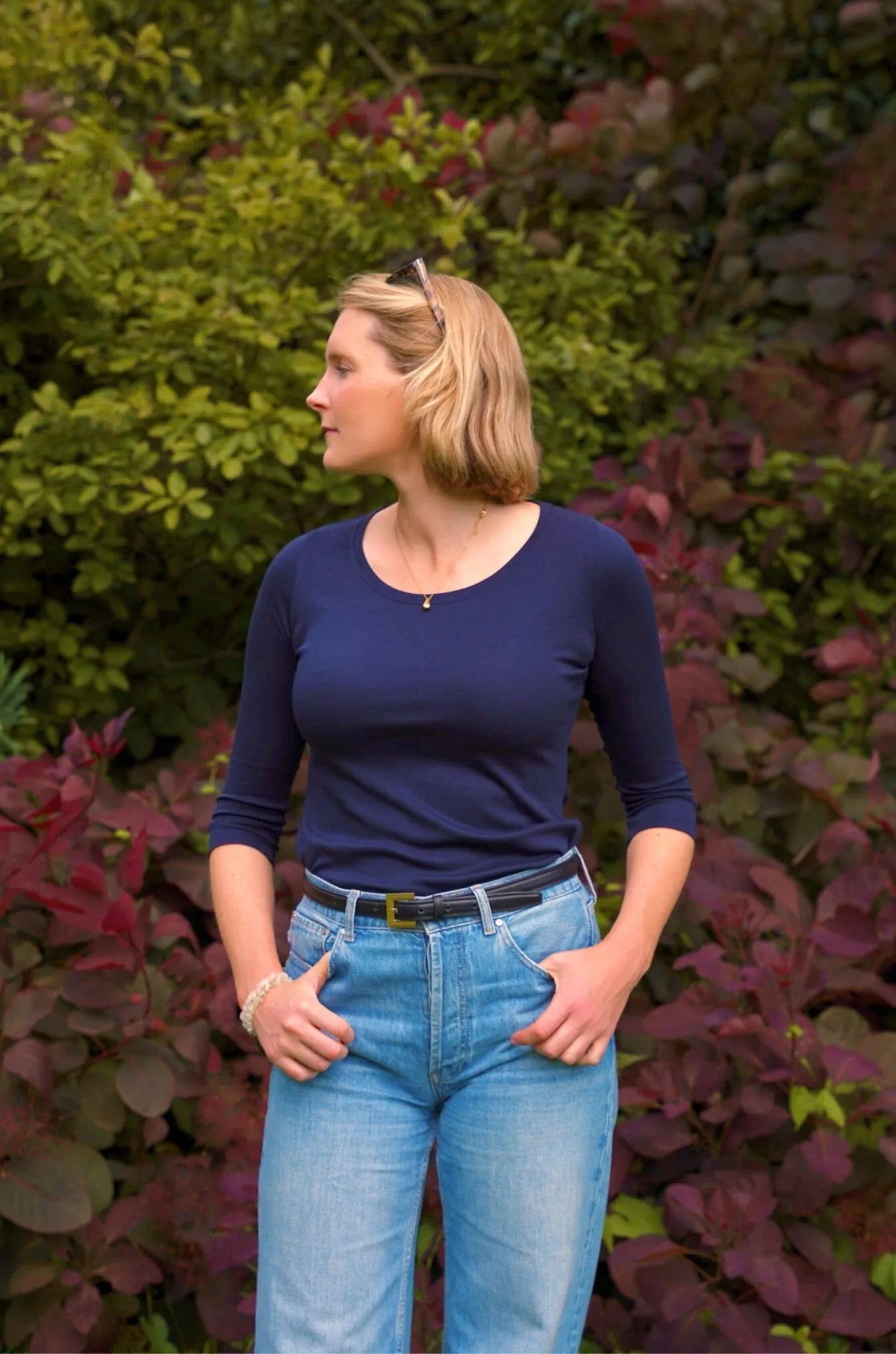 3/4 Sleeve Scoop Neck Cotton Modal Blend T-Shirt