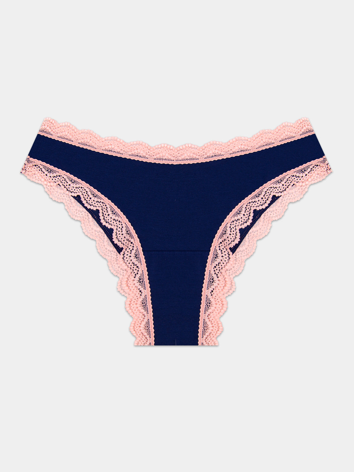 Brazilian Knicker - Navy & Neon Peach