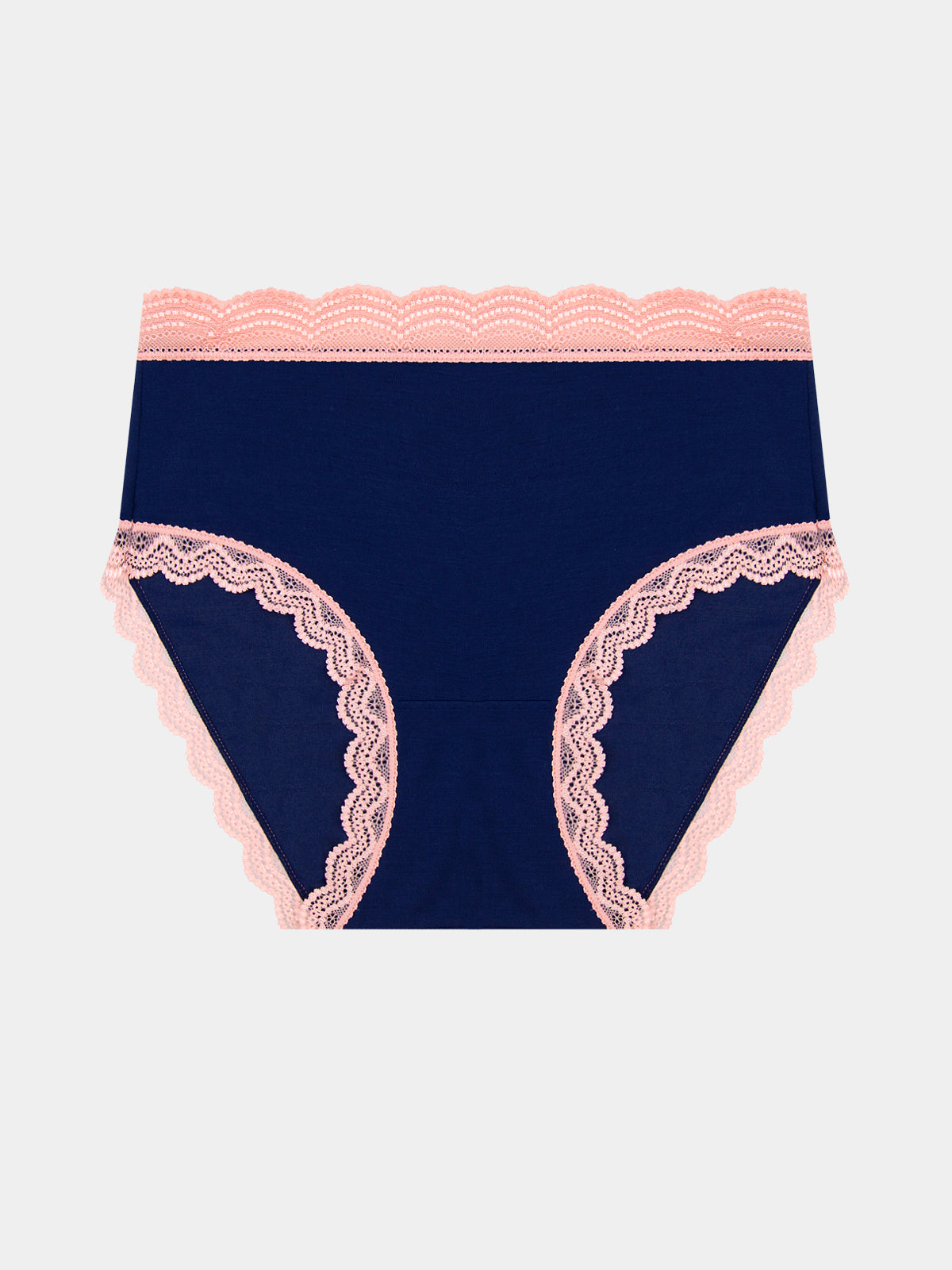High Rise Knicker  - Navy & Neon Peach