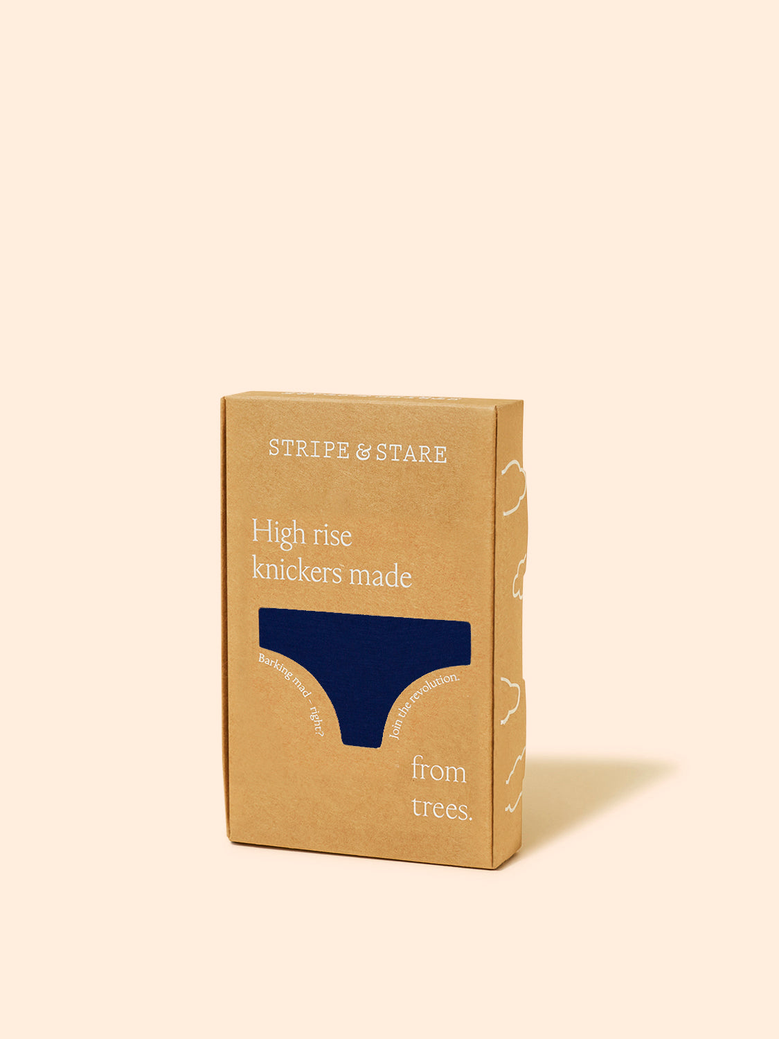 High Rise Knicker  - Navy & Neon Peach
