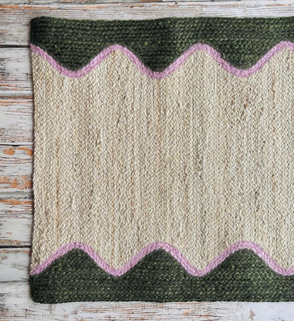Olive Wave Jute Rug