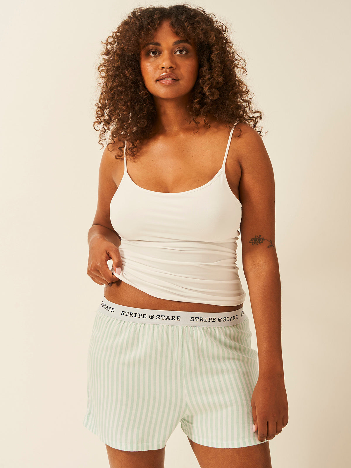 Soft Brushed Woven Pyjama Shorts - Opal Stripe