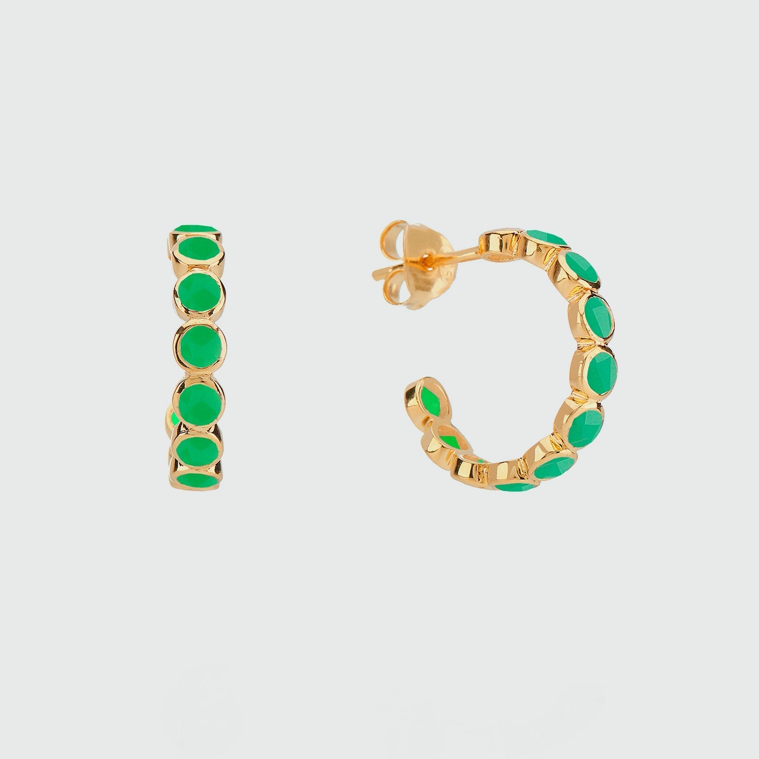 Ortigia Chrysoprase and Gold Vermeil Hoop Earrings