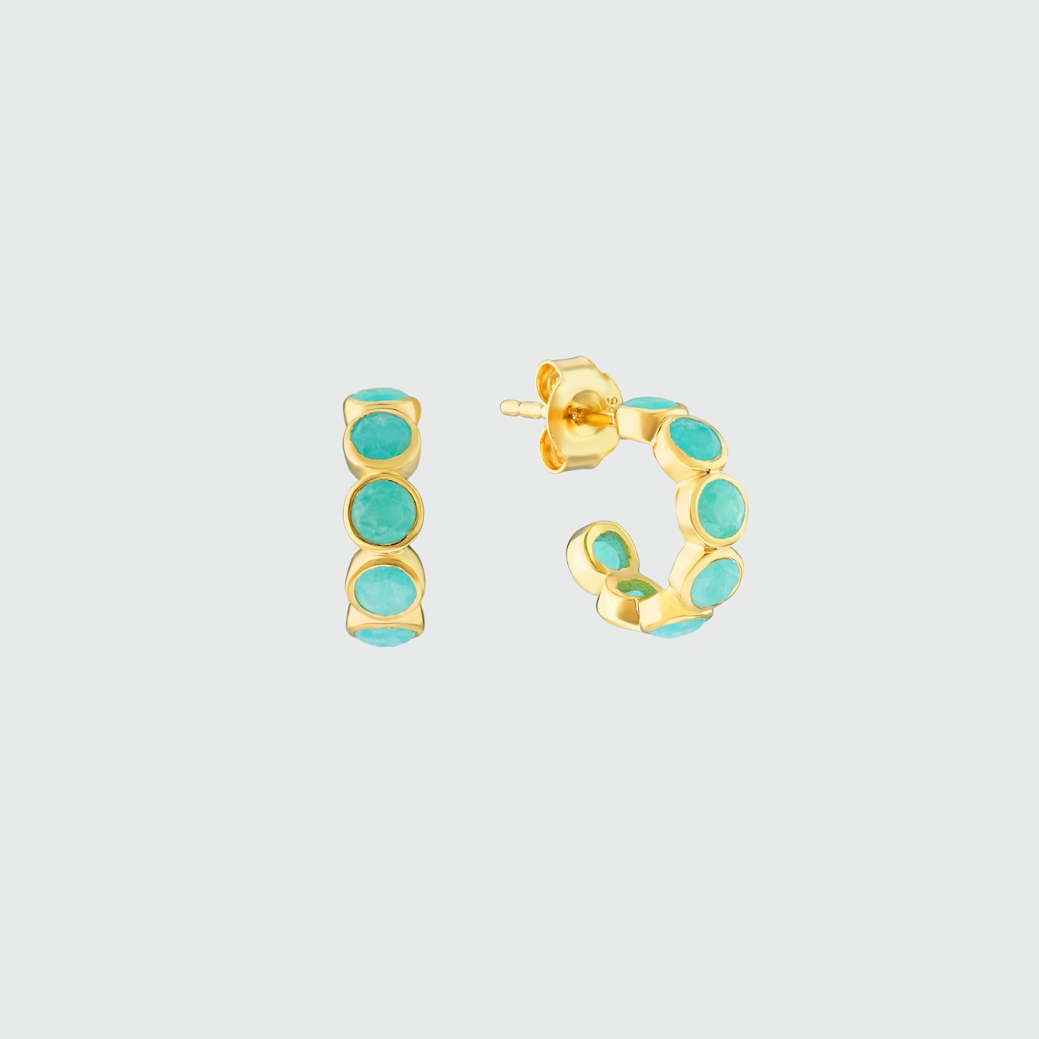 Ortigia Mini Amazonite and Gold Vermeil Hoop Earrings