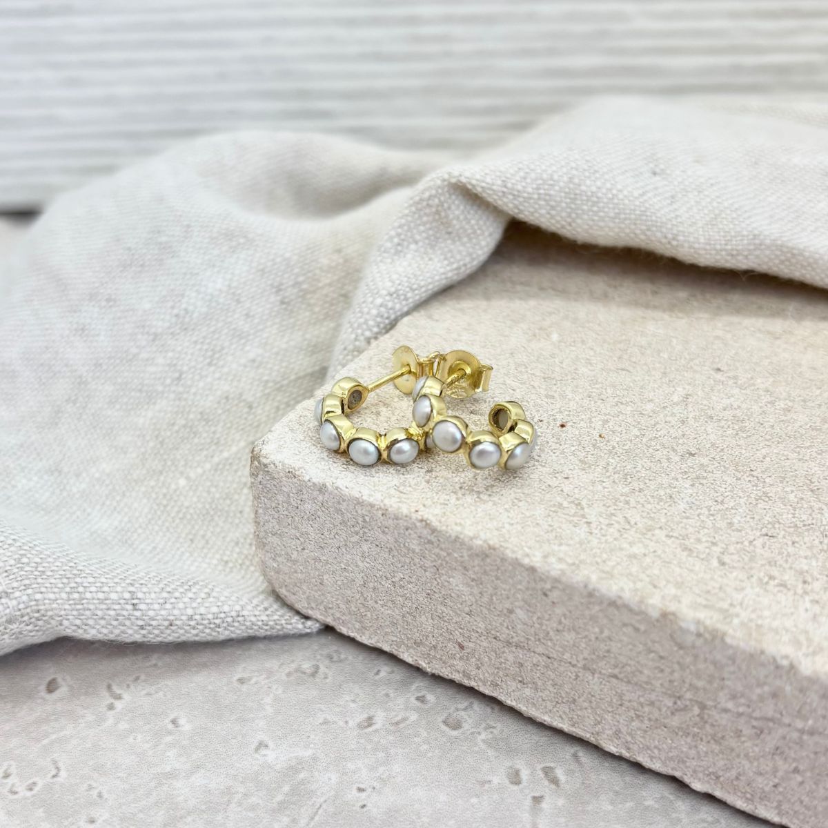 Ortigia Freshwater Pearl & Gold Vermeil Mini Hoop Earrings