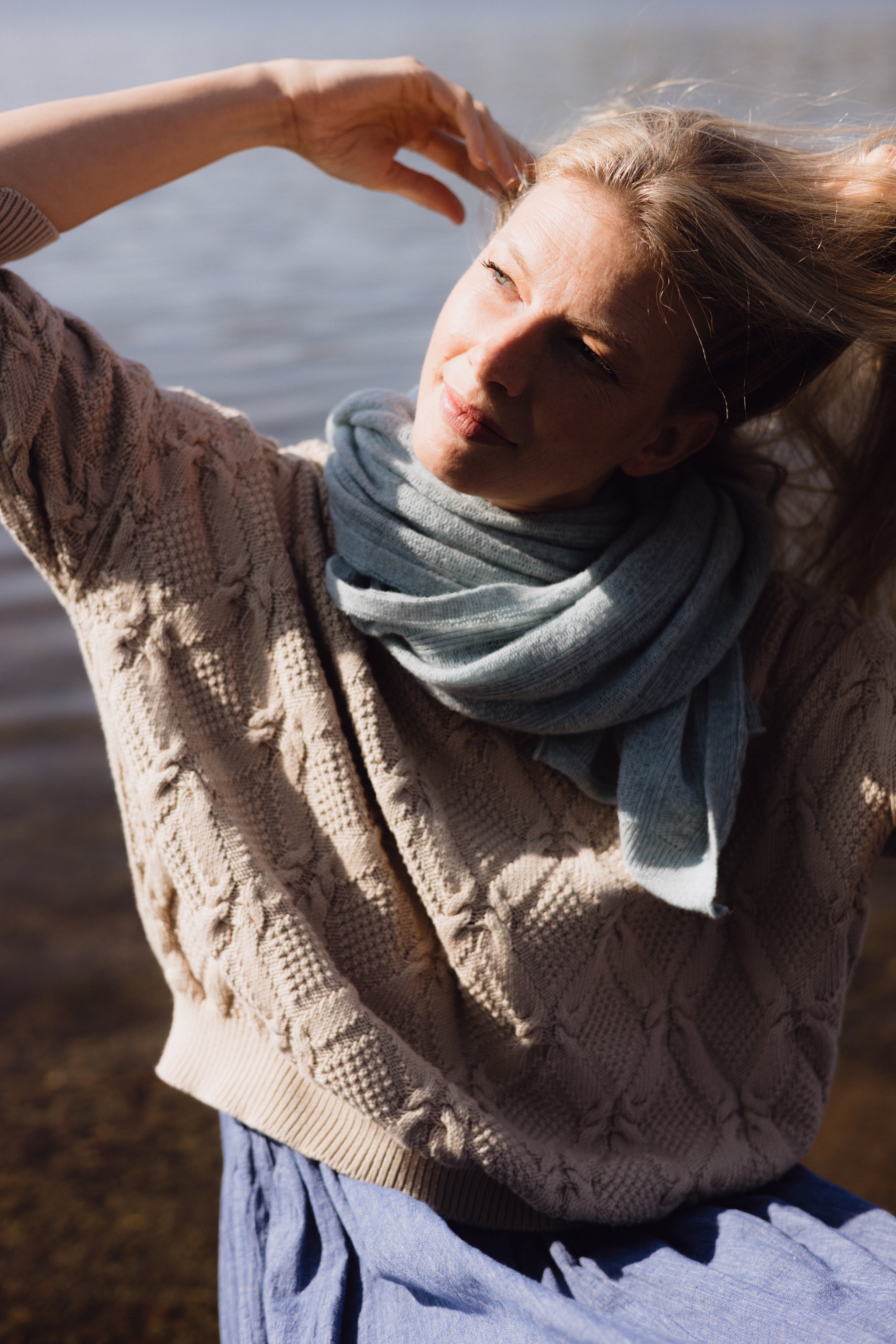 Fine Merino Lambswool Brant Wrap in Haar