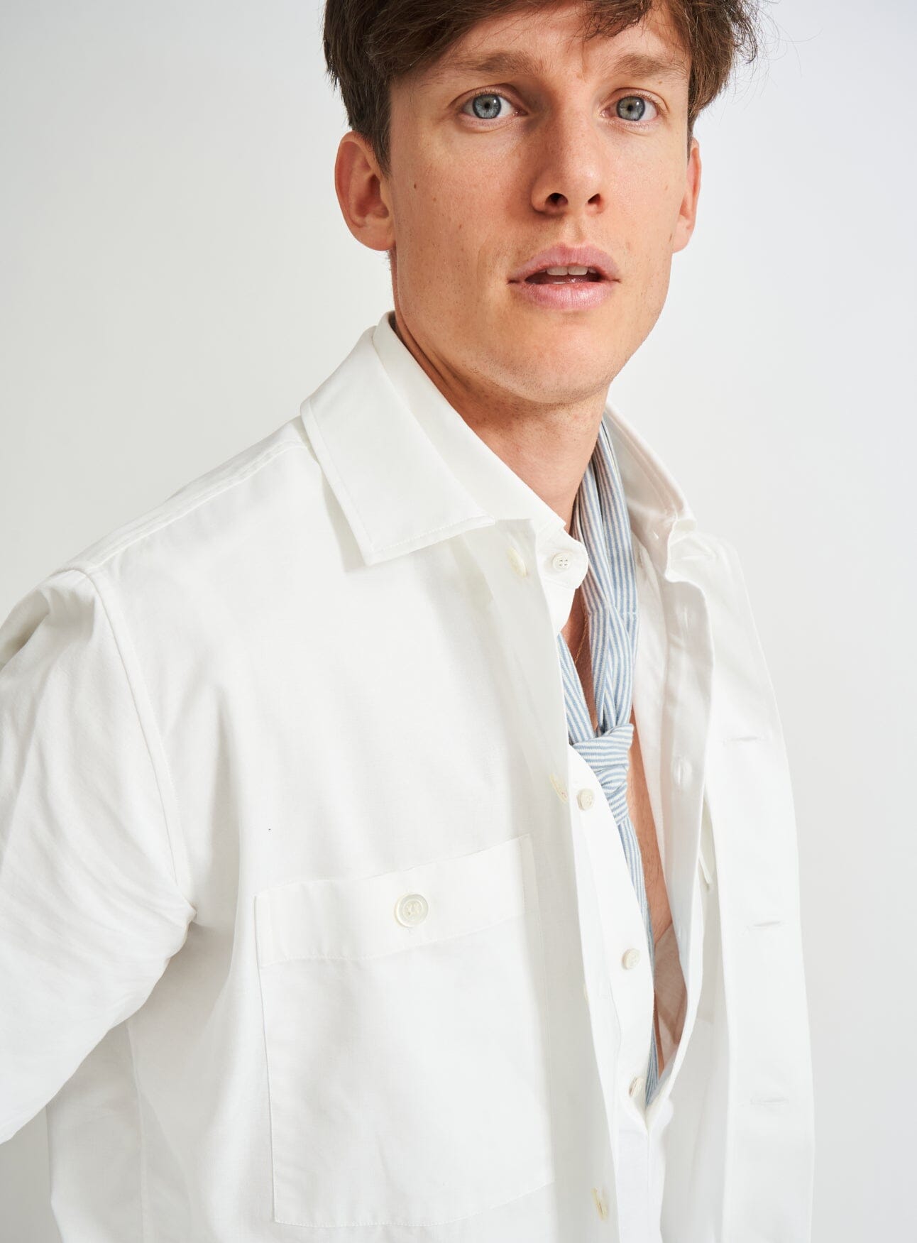 Recycled Italian White Double Pocket Shirt
