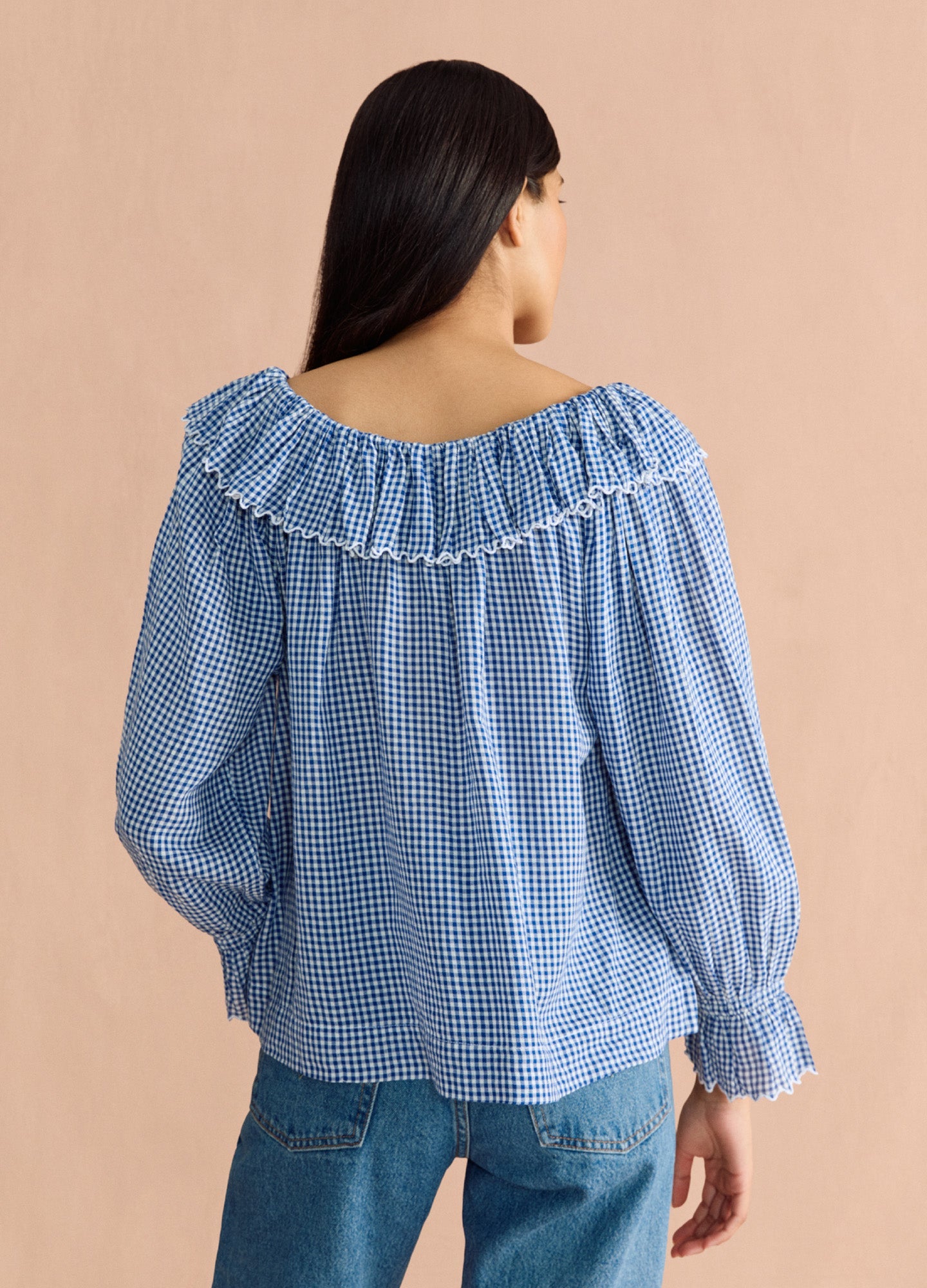 Pandora Blouse - Navy Gingham