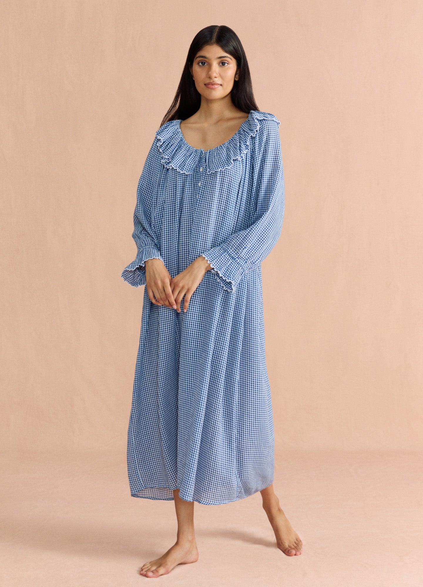 Pandora - Navy Peony Gingham