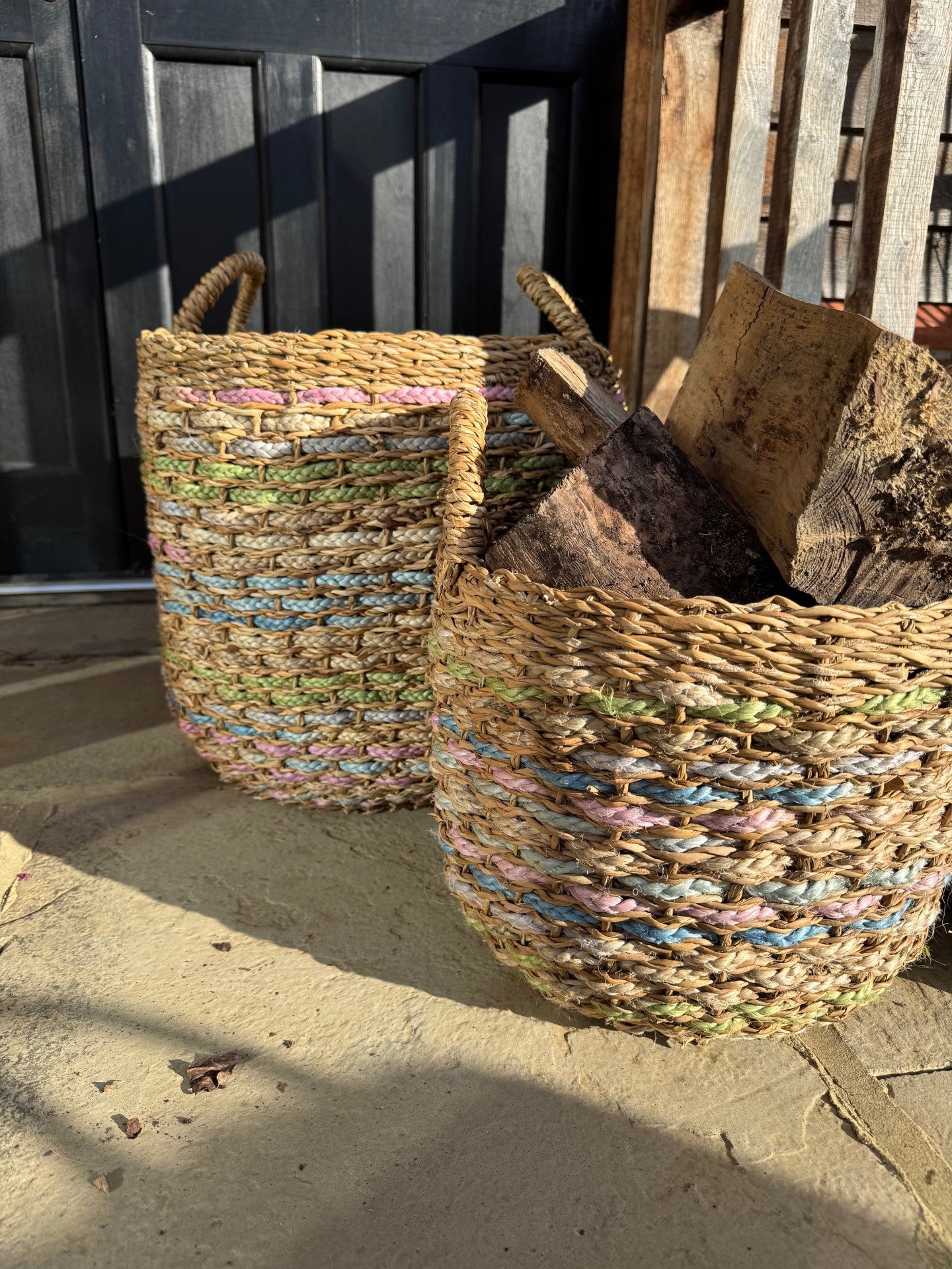 Village Pastel Log Basket