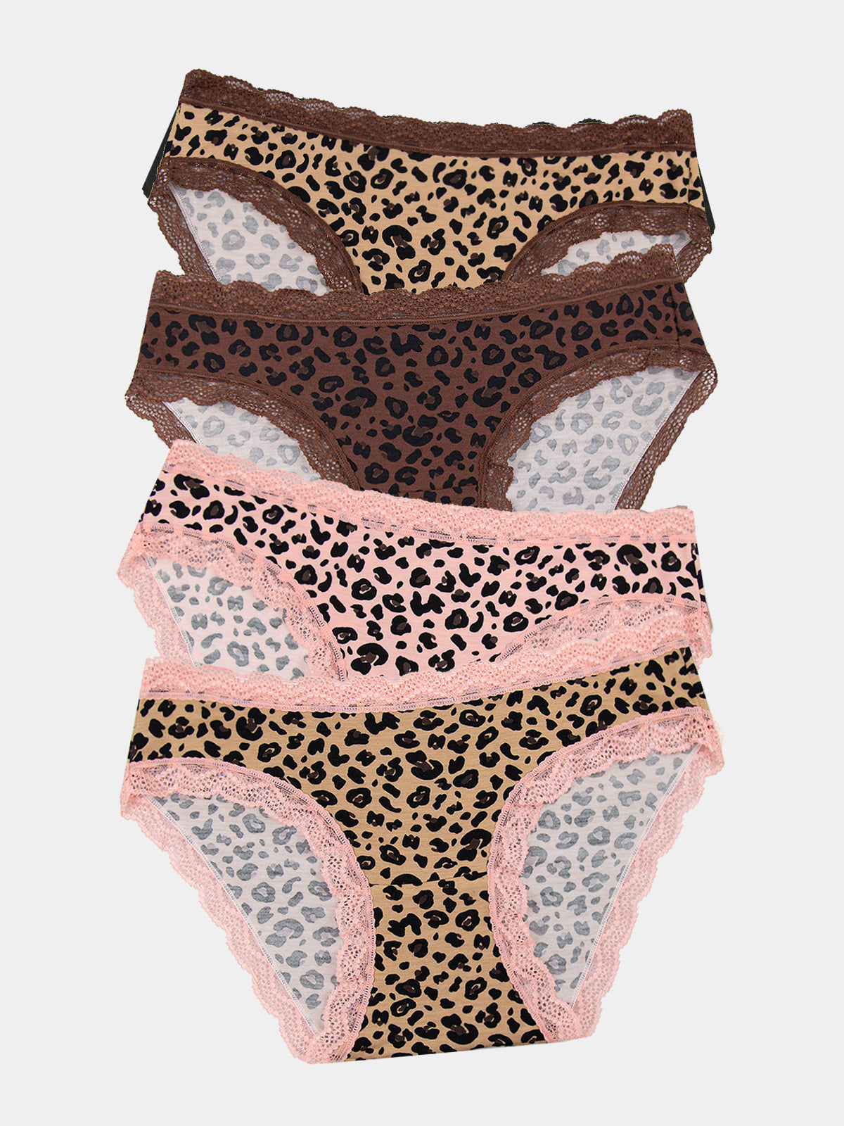 The Original Knicker Four Pack - Peach Latte Leopard