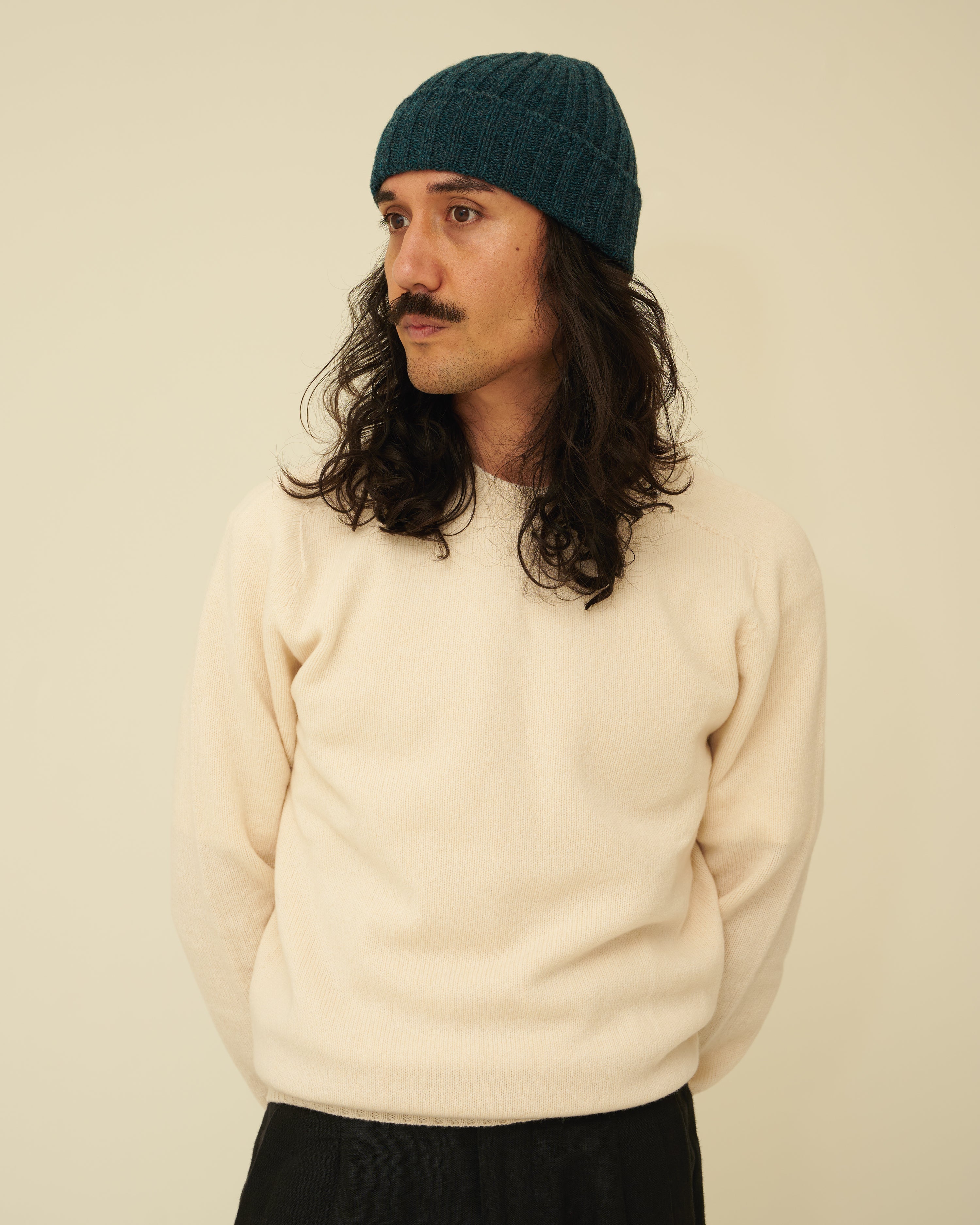 Merino Lambswool Beanie - Petrol Green