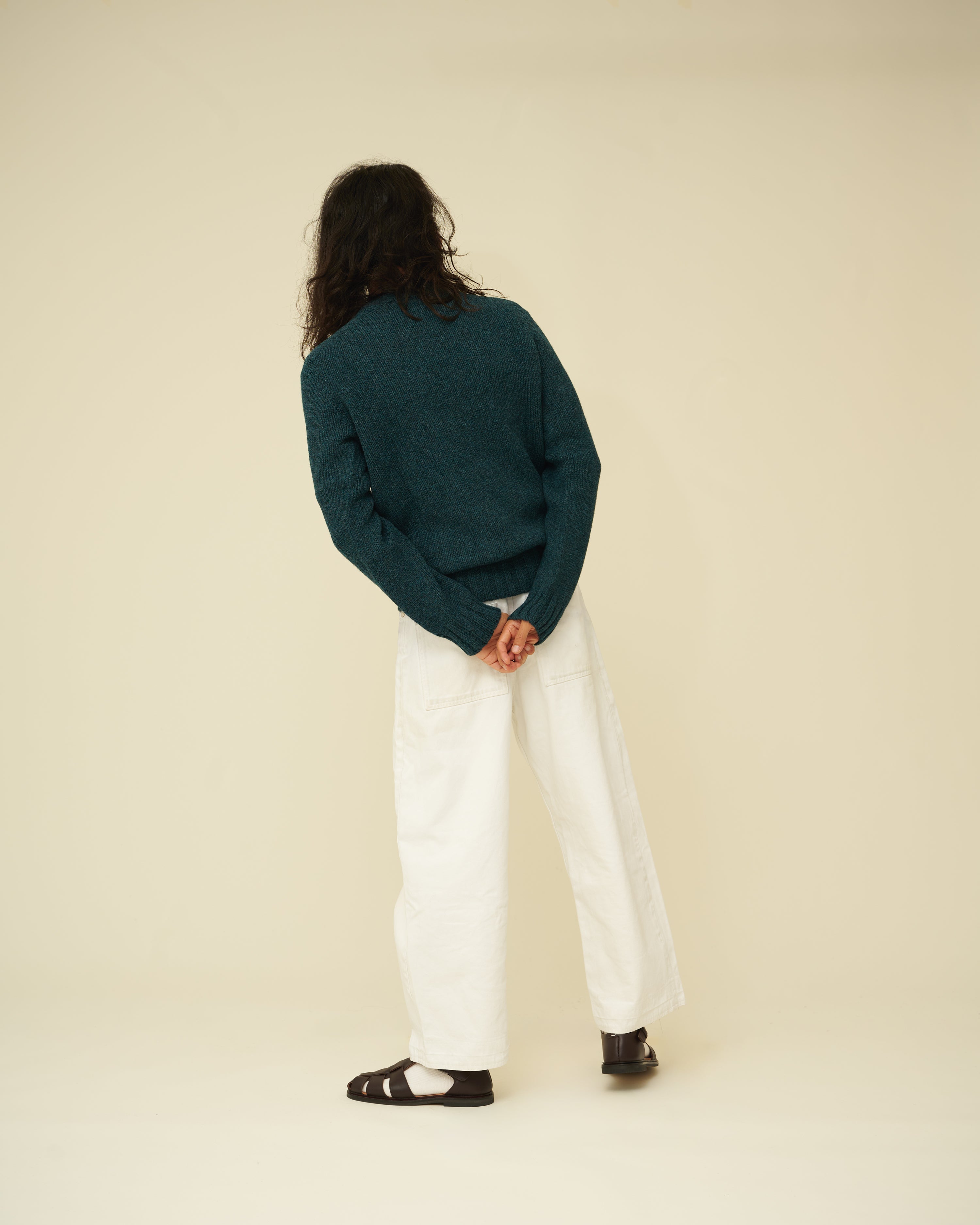 Chunky Merino Lambswool Jumper - Petrol Green