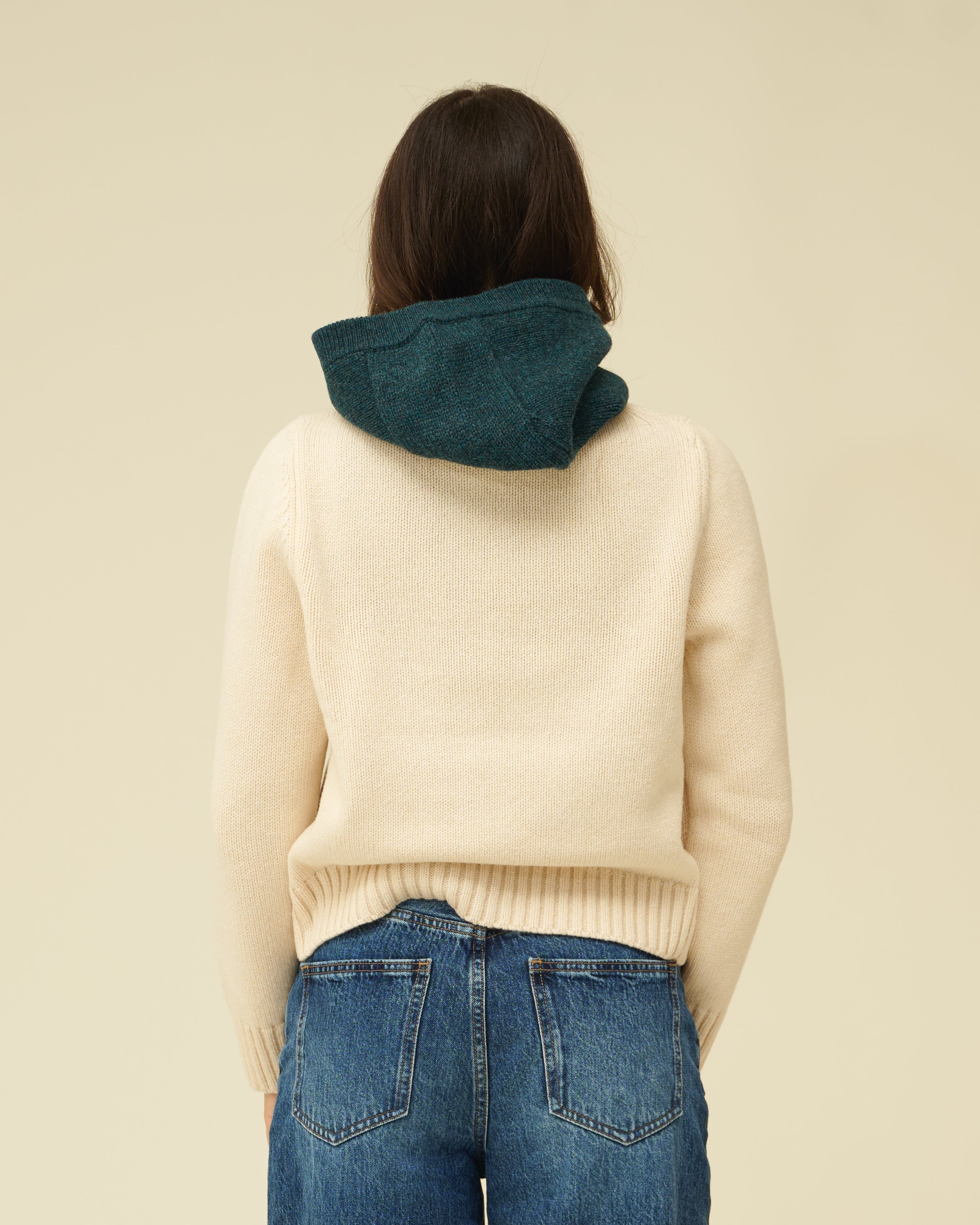 Merino Lambswool Hood - Petrol Green (Knitted-to-Order)