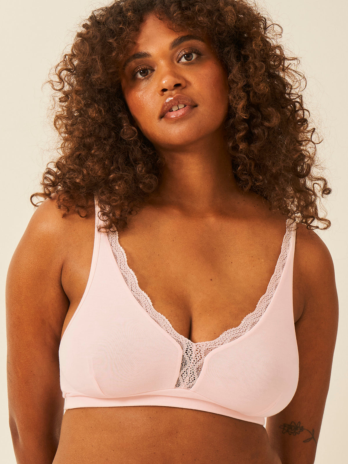 Lace Plunge Bra - Pink-a-boo