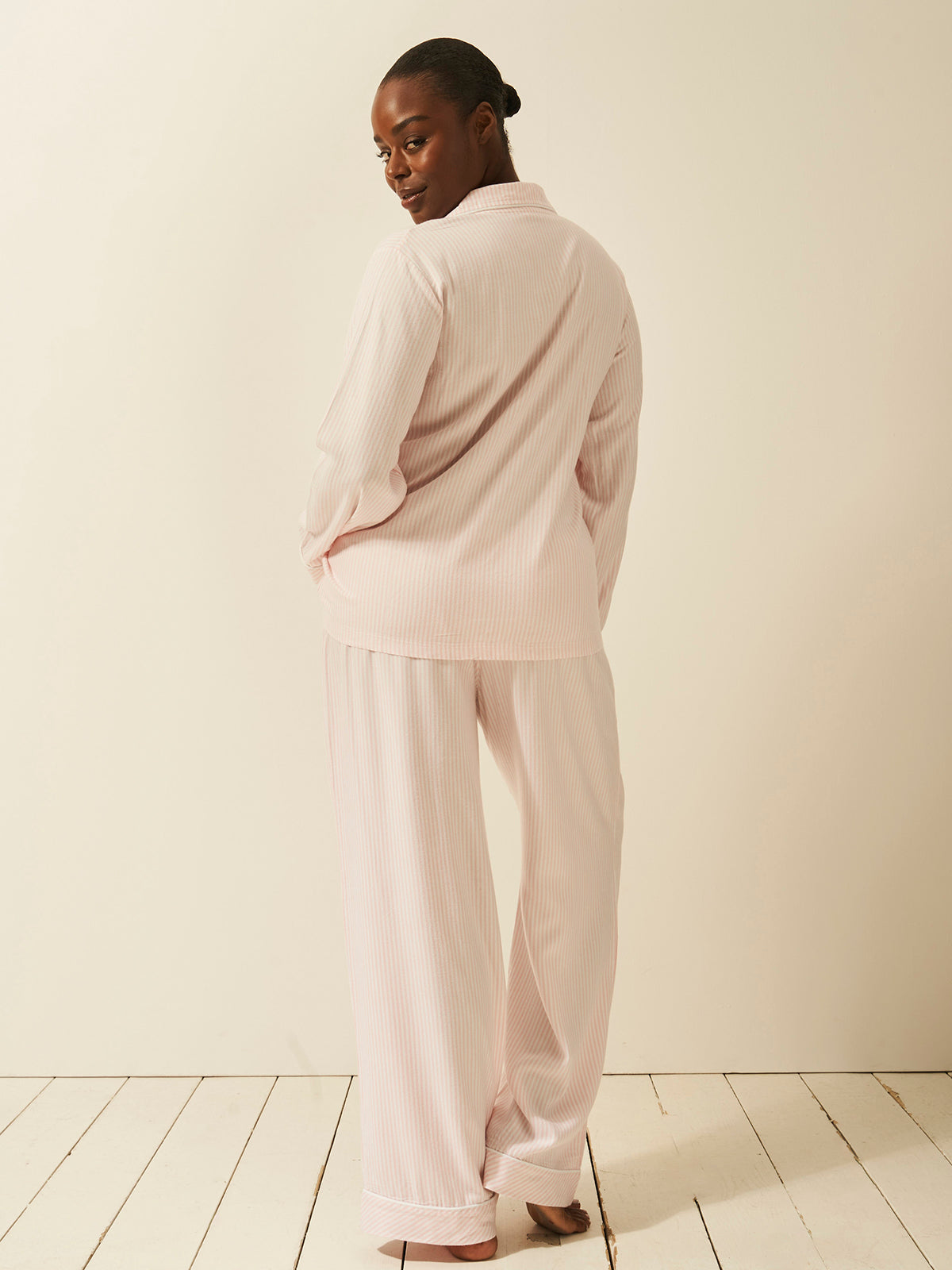 Soft Brushed Woven Pyjama Bottoms - Pink Stripe