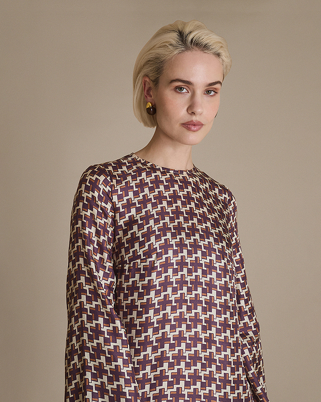 Scala - Cross Print Silk Twill Dress