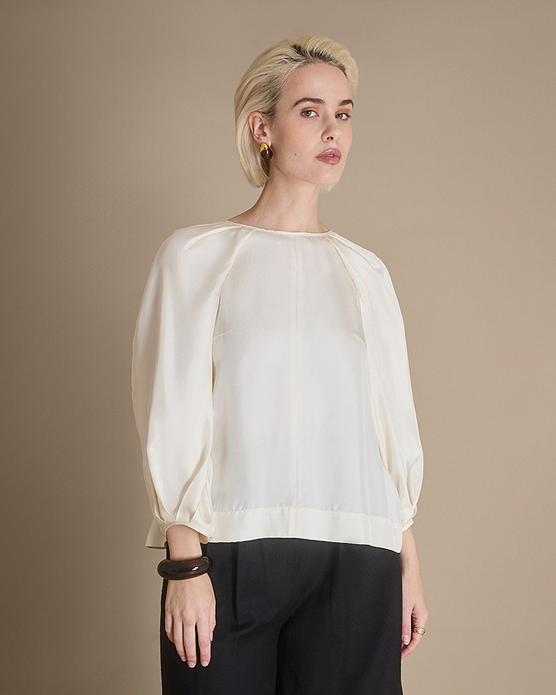 Fifi - Panna Silk Twill Blouse