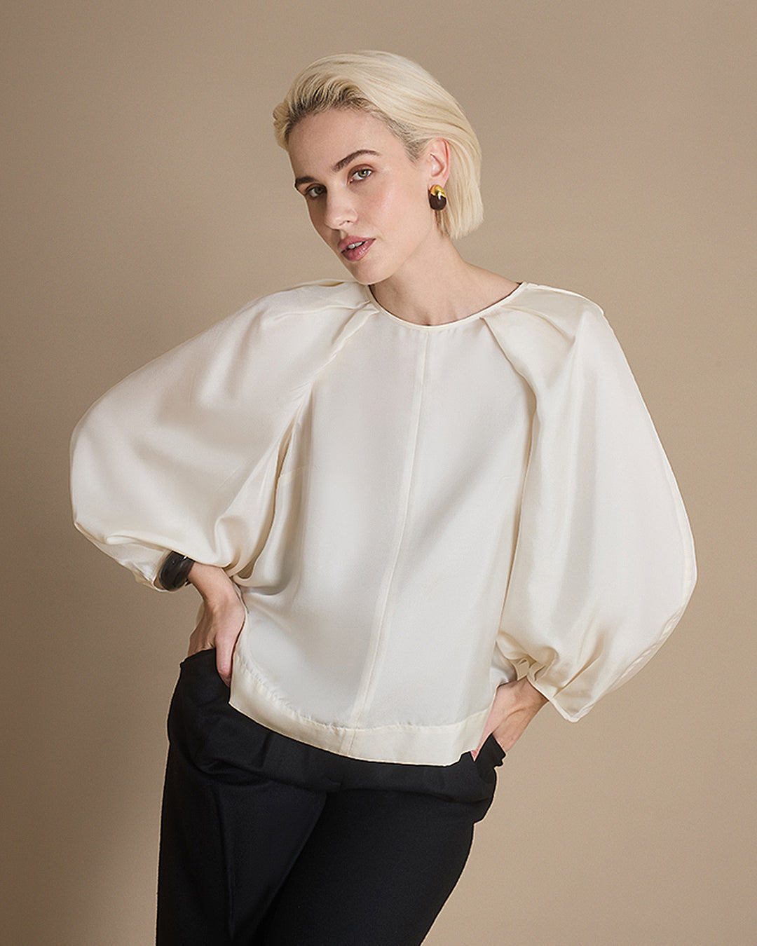 Fifi - Panna Silk Twill Blouse