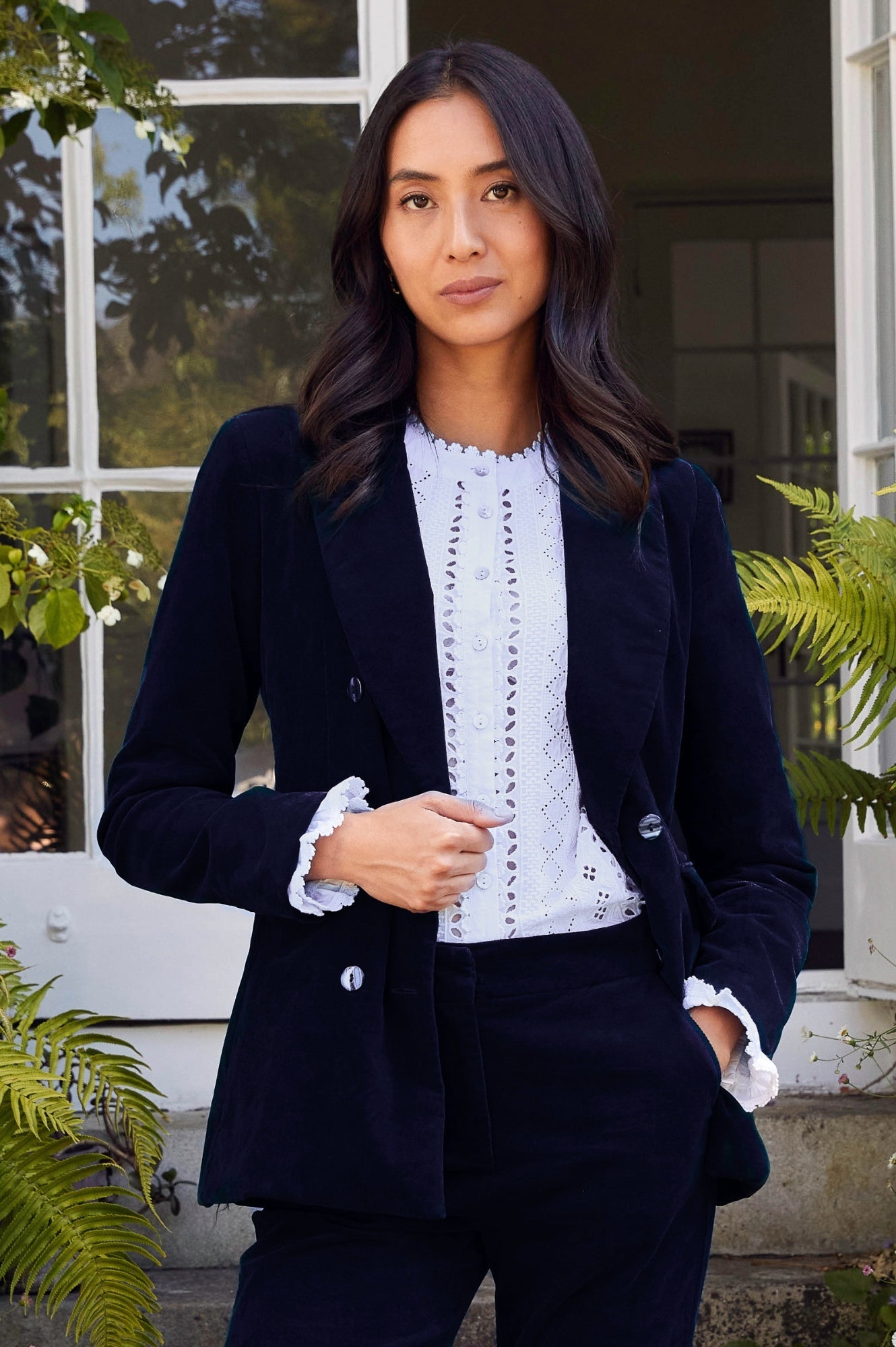 Theresa Stretch Corduroy Blazer - Ink