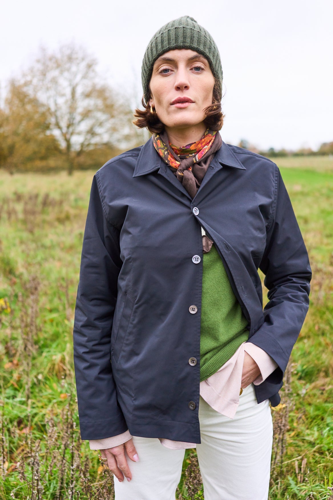 Recycled Italian Wool Knit Green Crew Neck