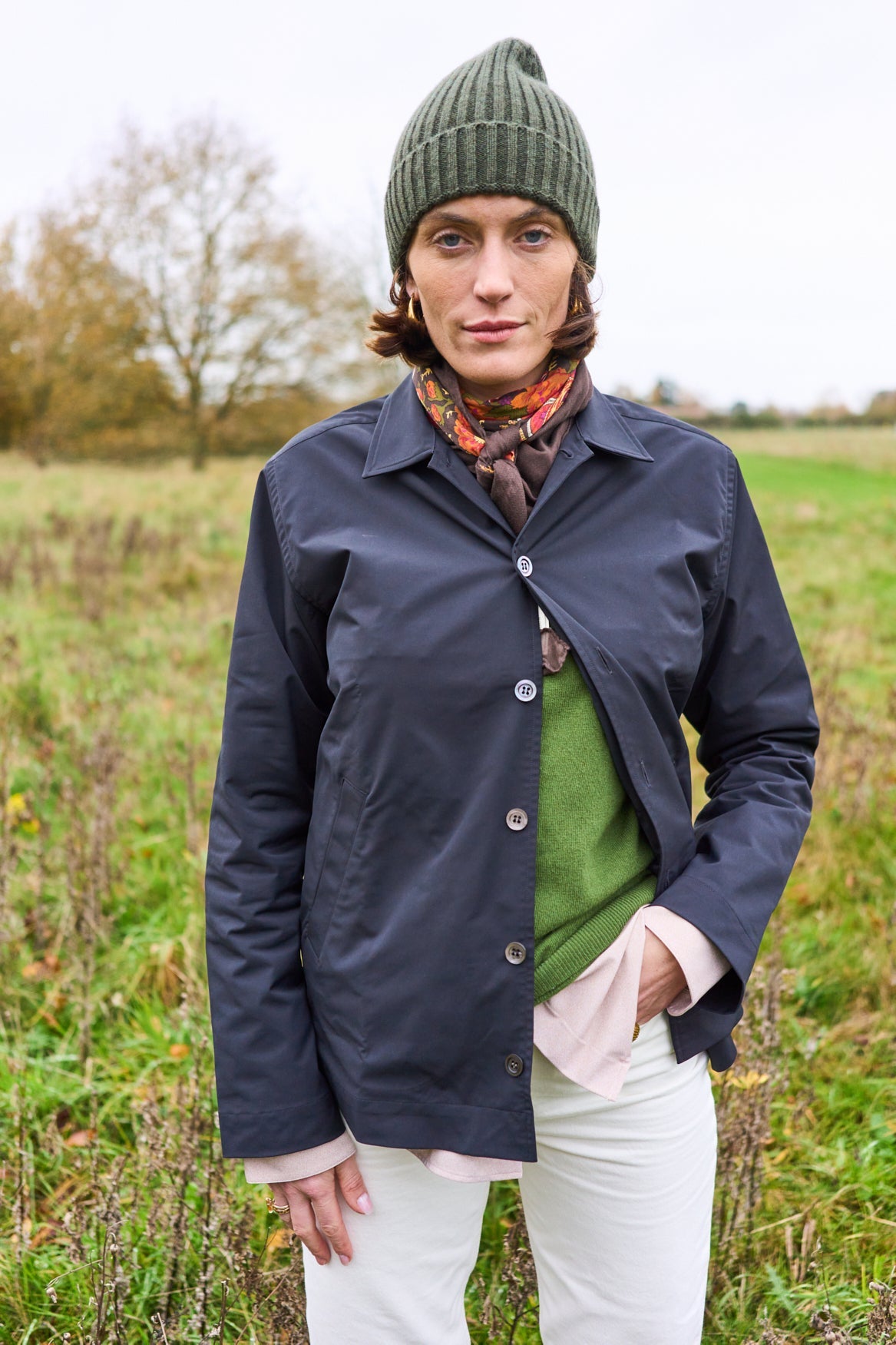 Recycled Italian Wool Knit Green Crew Neck