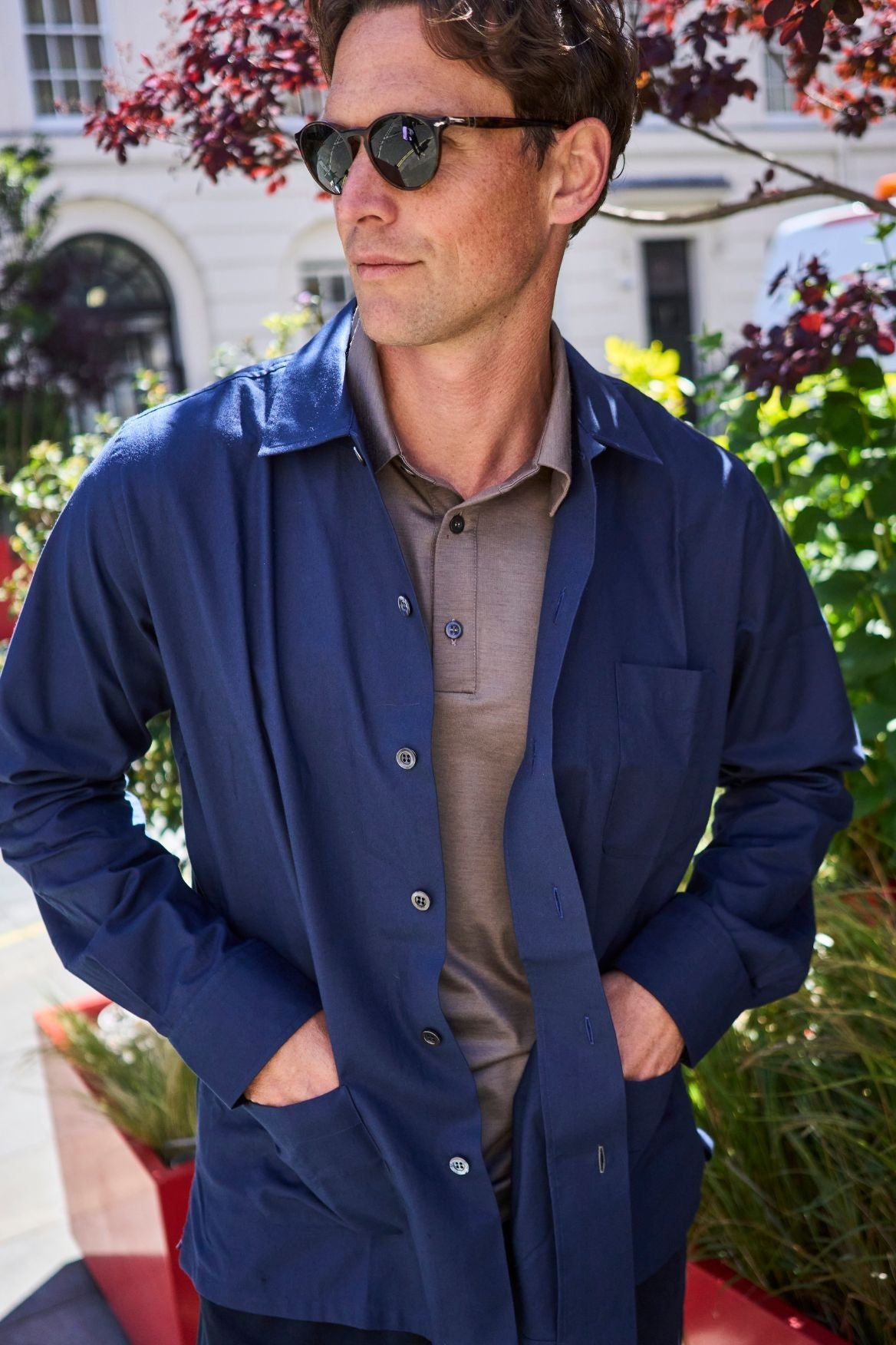 Regenerative Cotton Navy Shirt Jacket