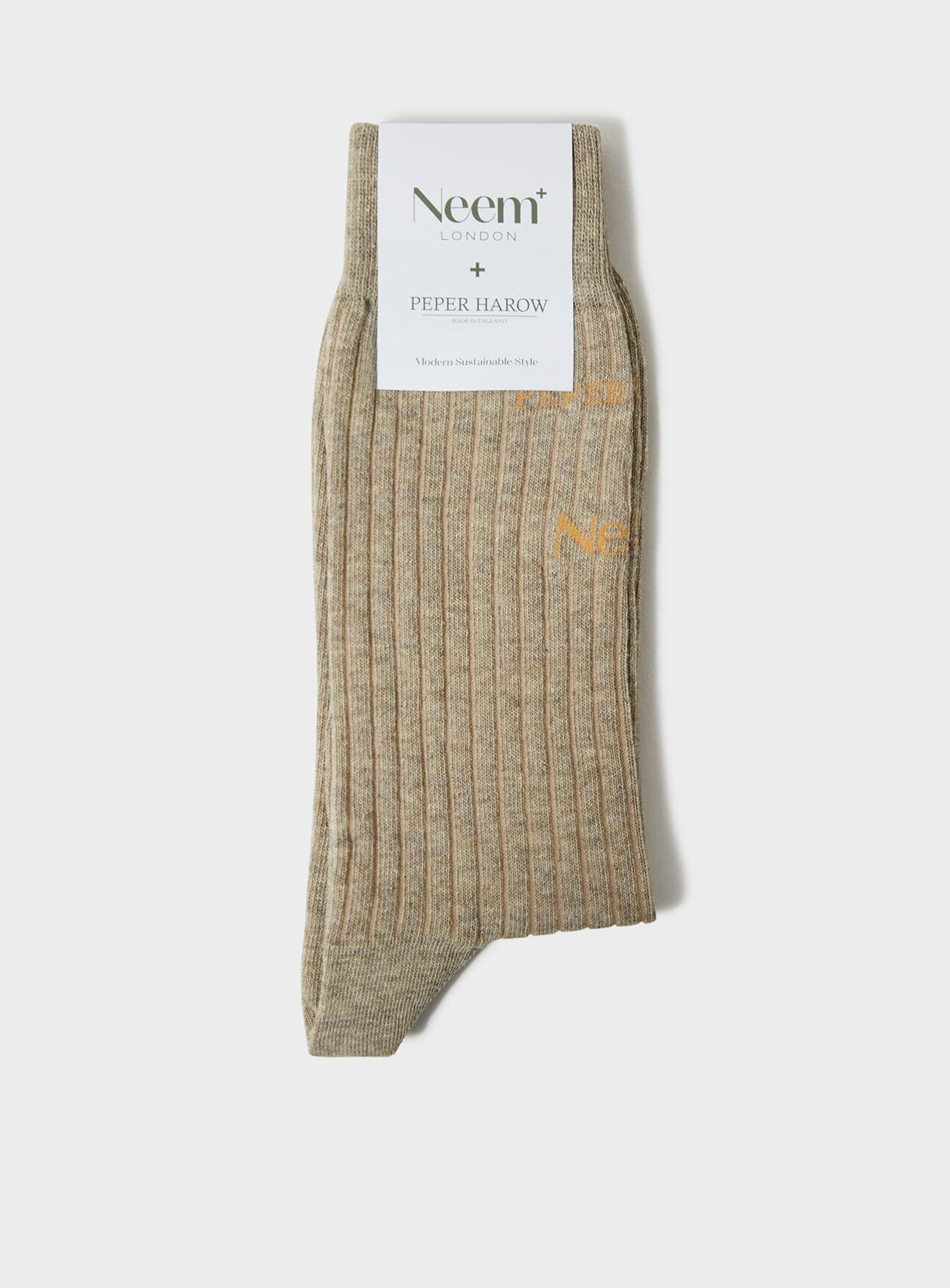 Recycled British Ribbed Cotton Oatmeal Men's Socks