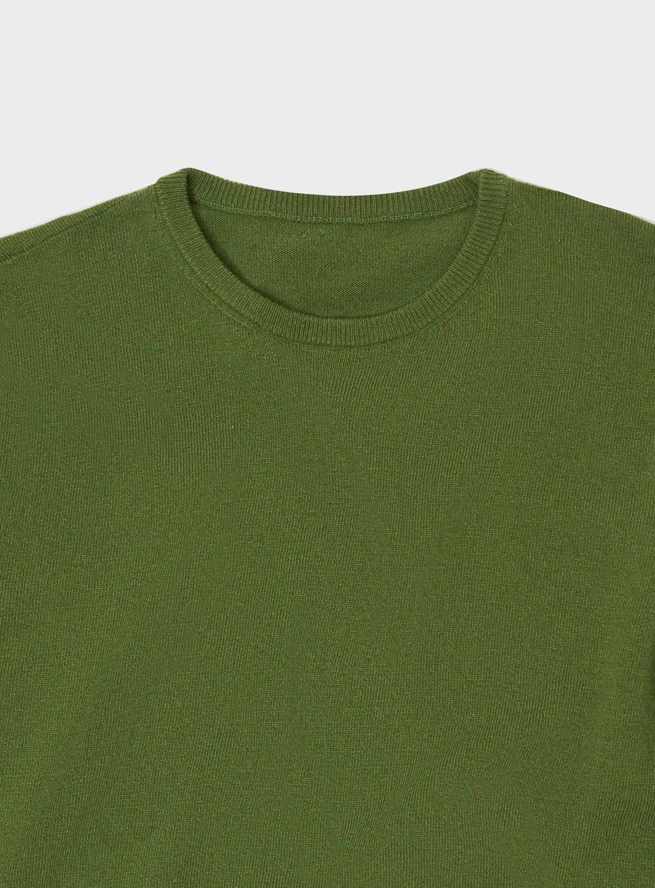 Recycled Italian Wool Knit Green Crew Neck