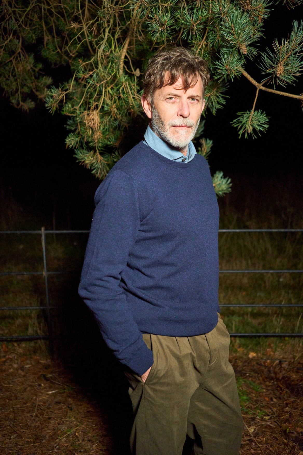 Recycled Italian Wool Knit Navy Crew Neck