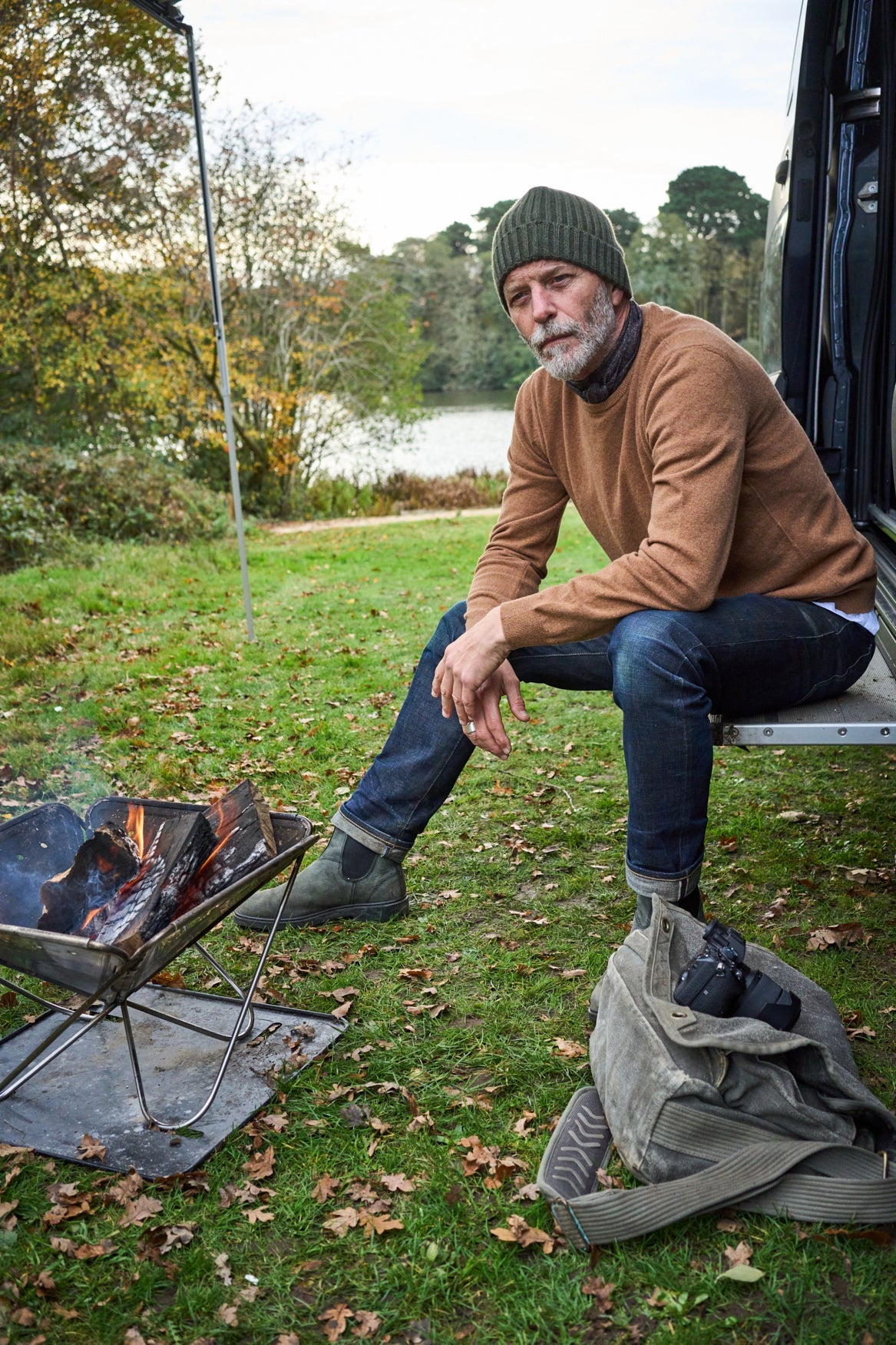 Cashmere Ribbed Olive Beanie Hat