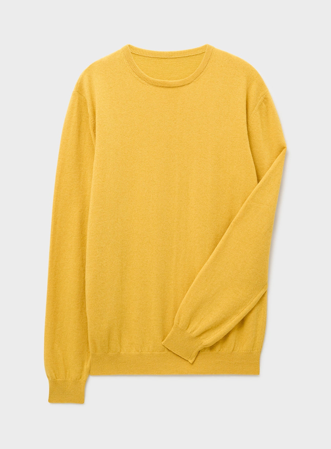 Recycled Italian Wool Knit Yellow Crew Neck