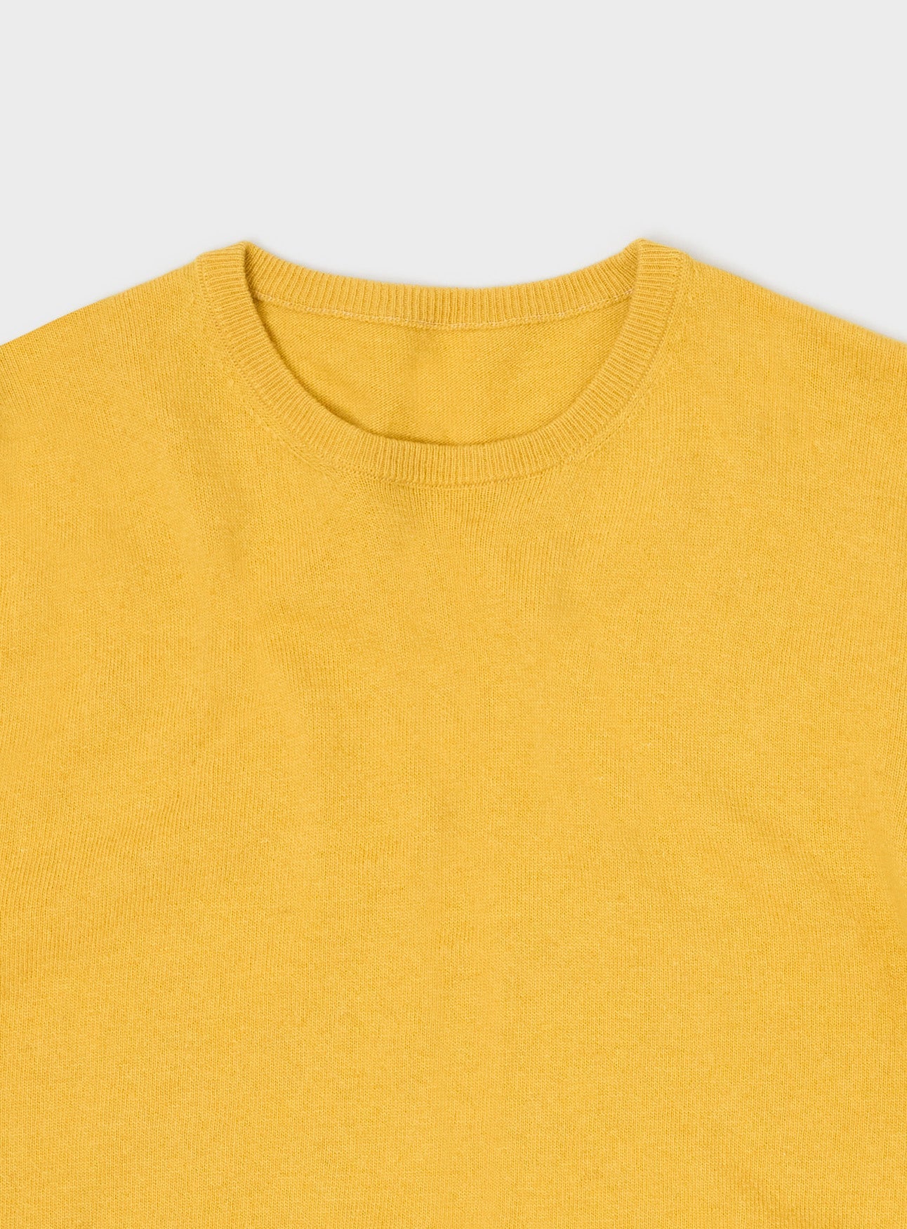 Recycled Italian Wool Knit Yellow Crew Neck