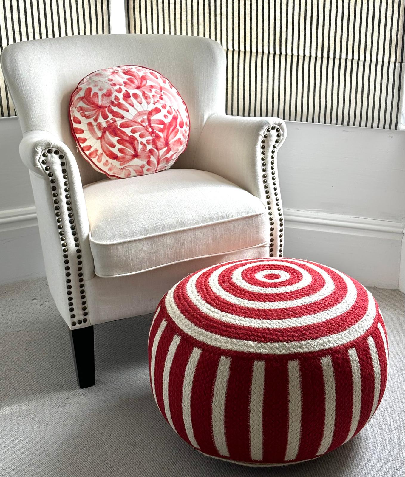 Red Jute Pouffe Small