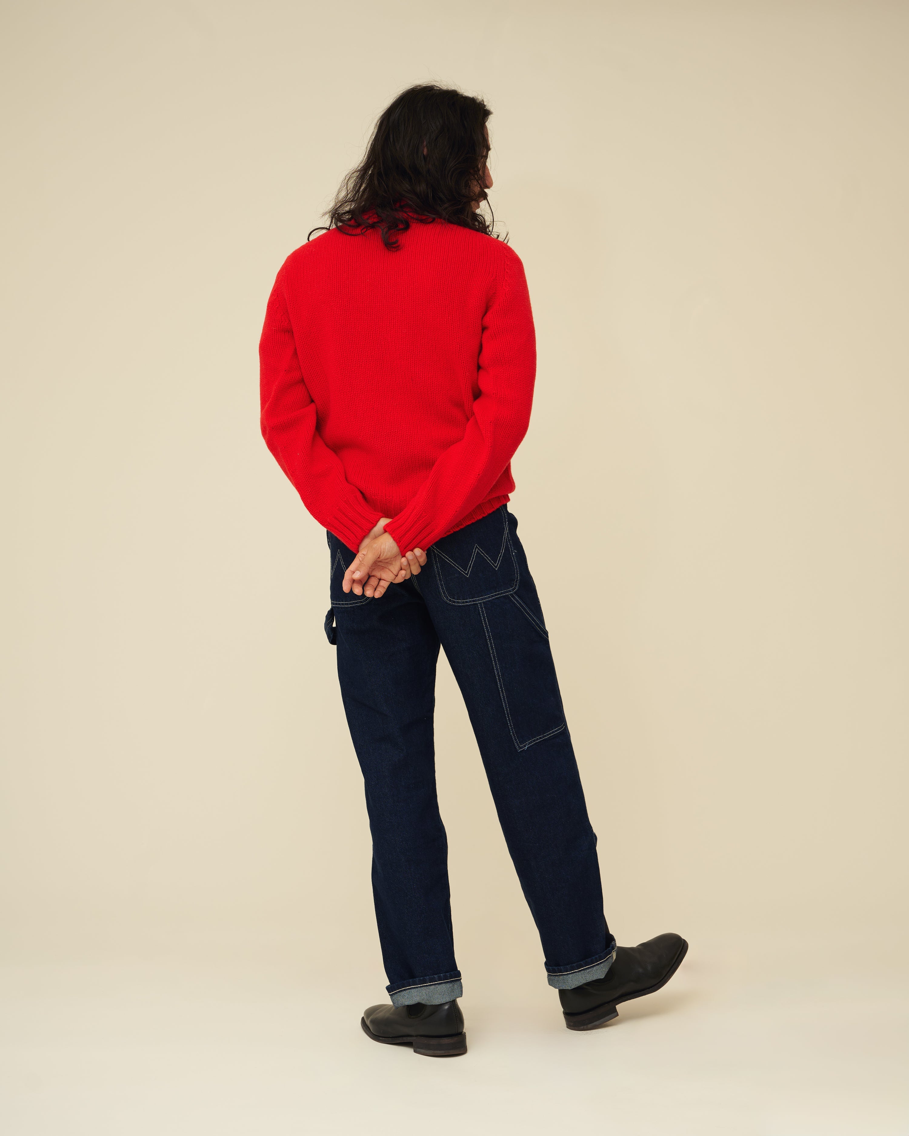Chunky Merino Lambswool Roll Neck - Poppy Red