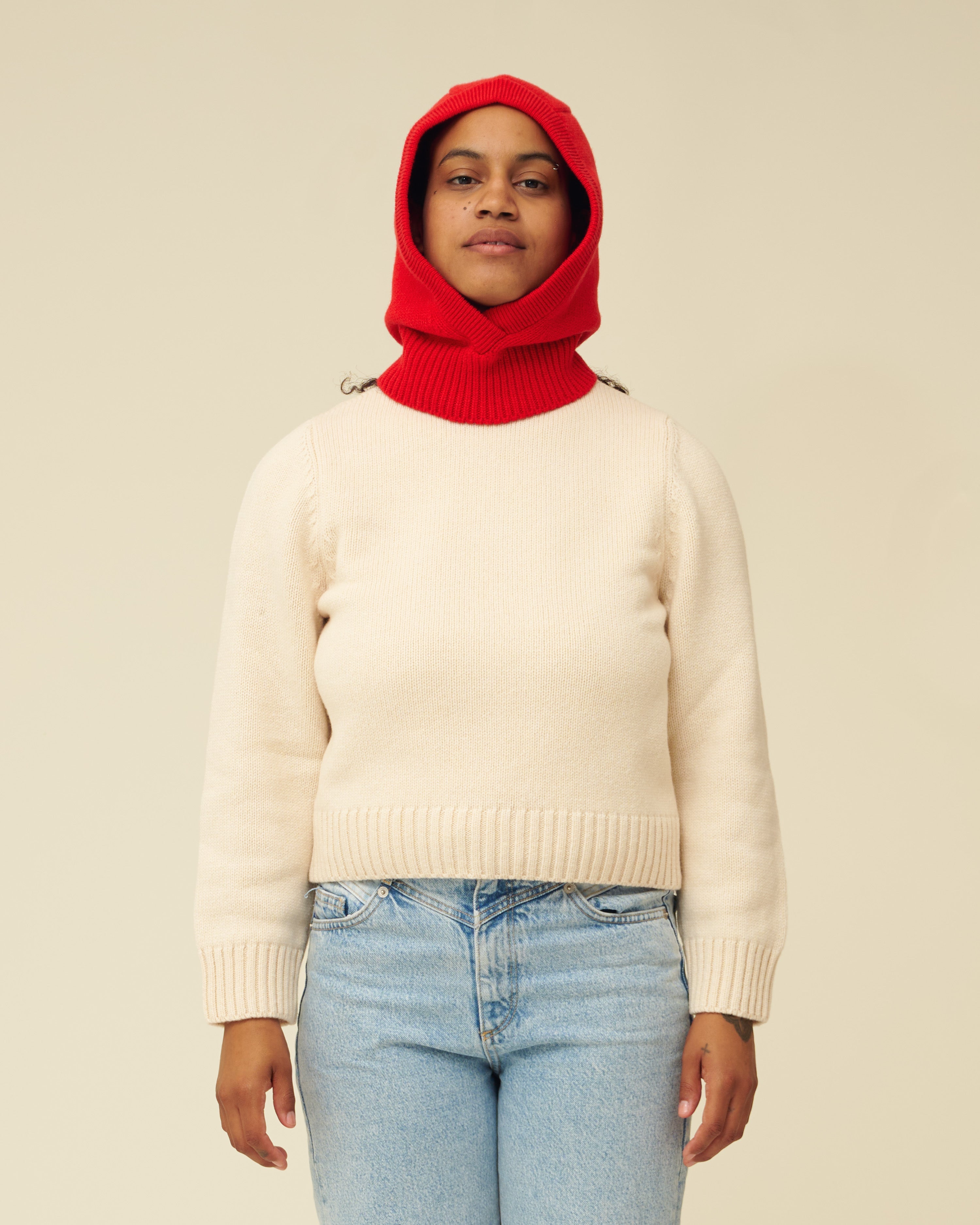 Merino Lambswool Hood - Poppy Red