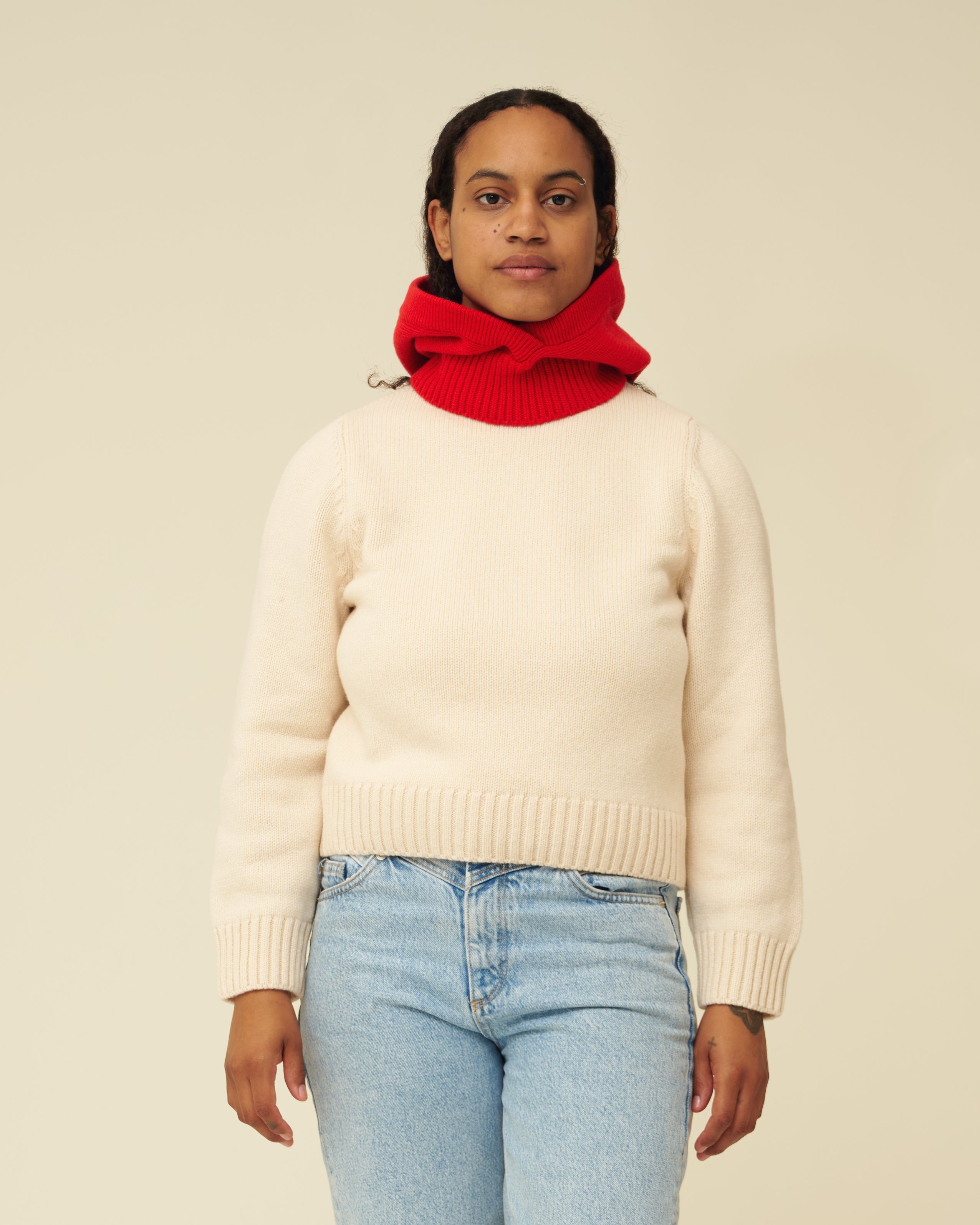 Merino Lambswool Hood - Poppy Red