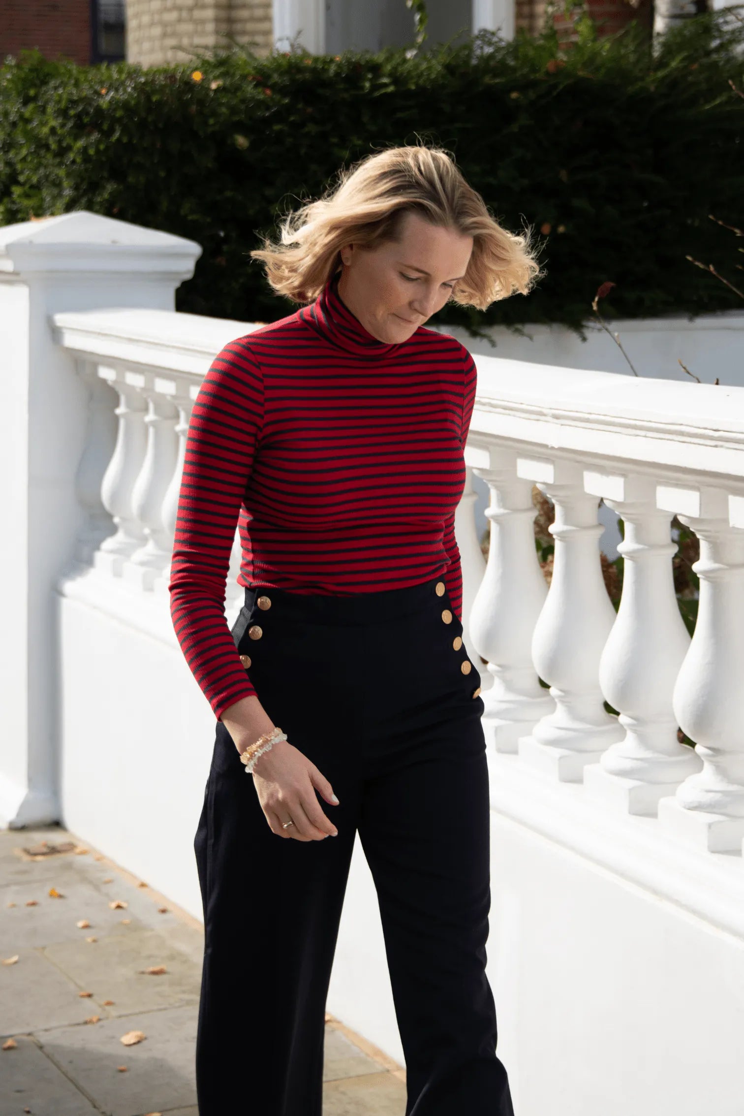 Striped Cotton Roll Neck