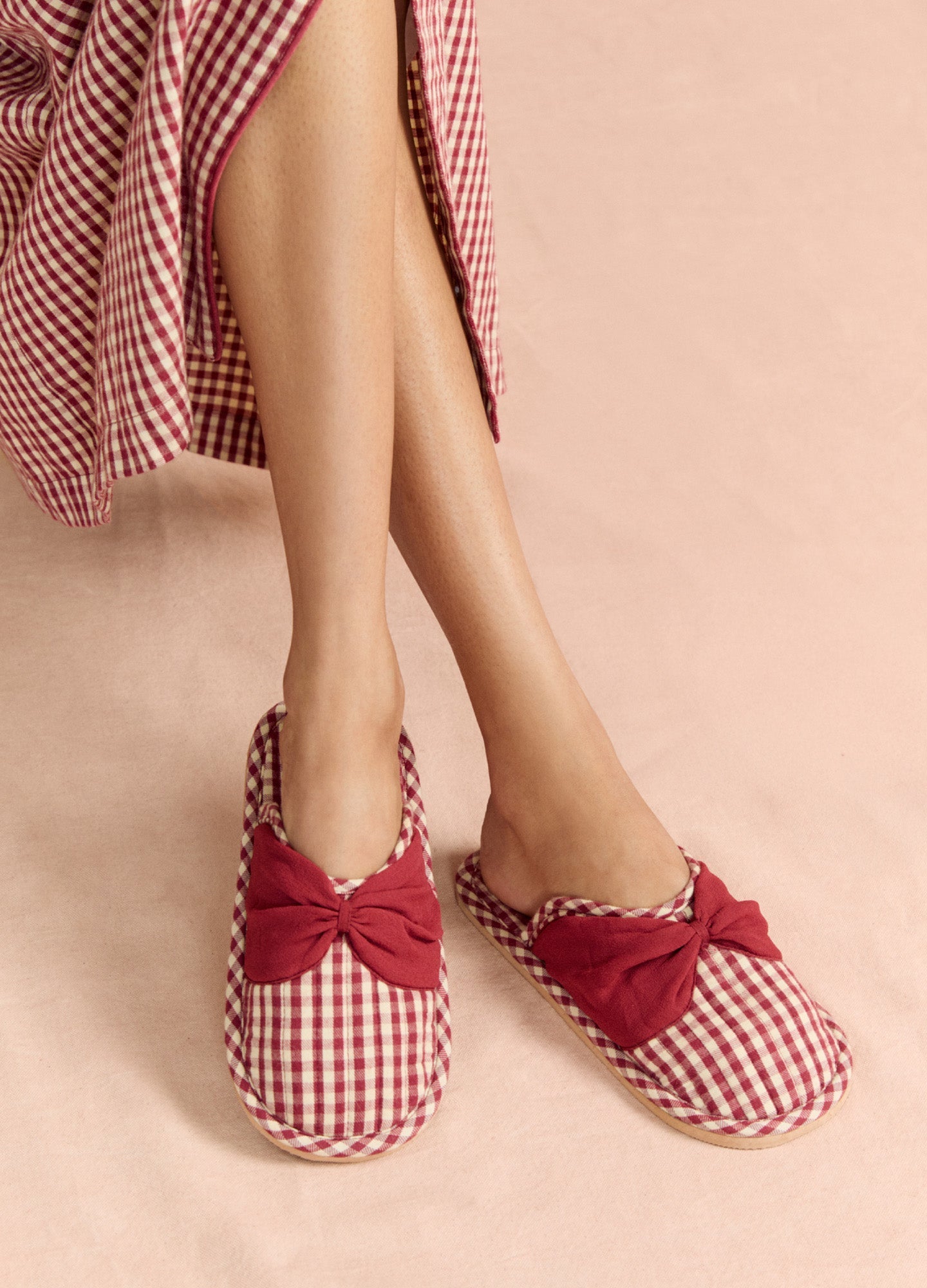 Slippers - Rust Gingham