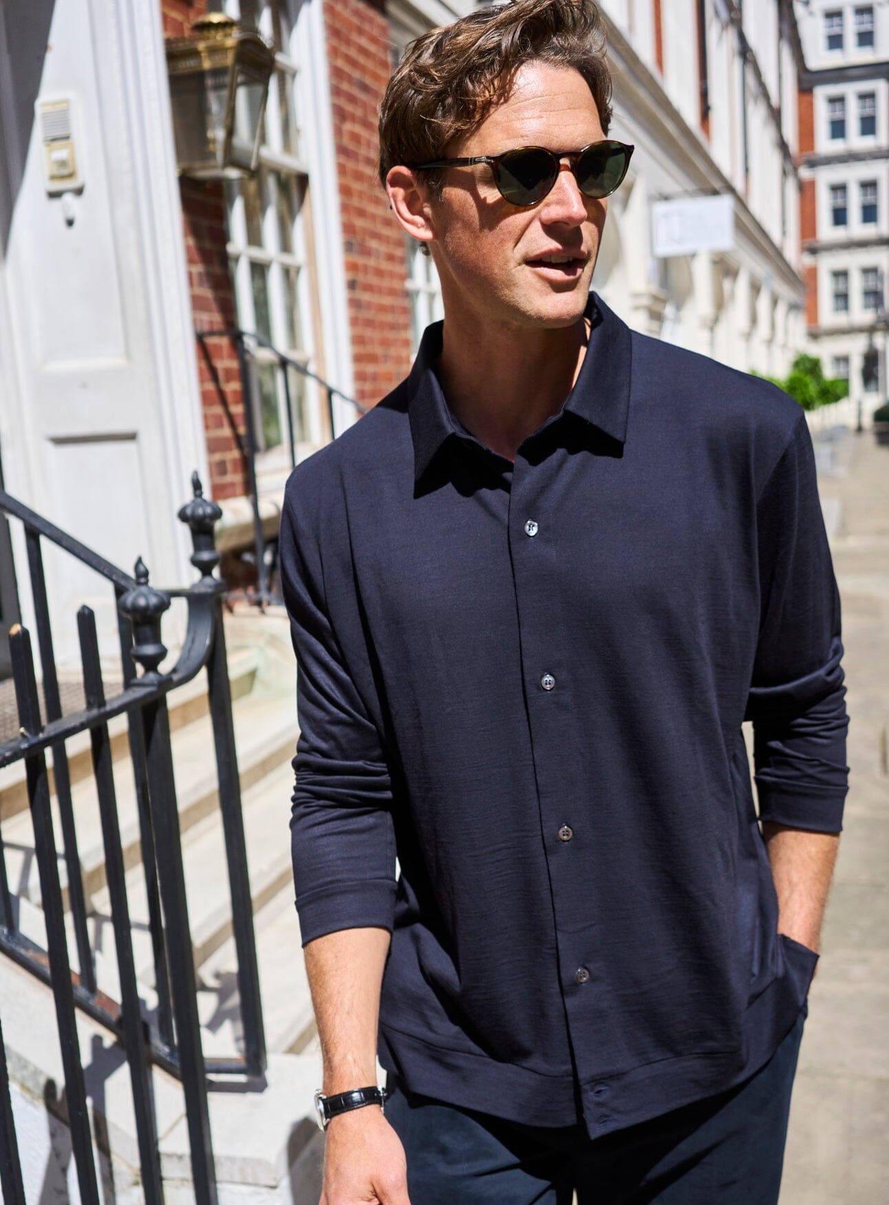ZQ Merino Super 120s Wool Navy Jersey Shirt