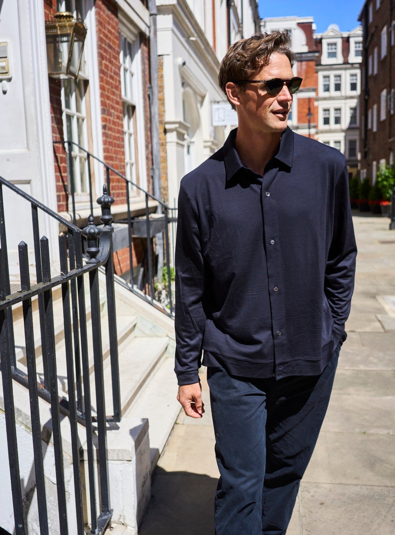 ZQ Merino Super 120s Wool Navy Jersey Shirt