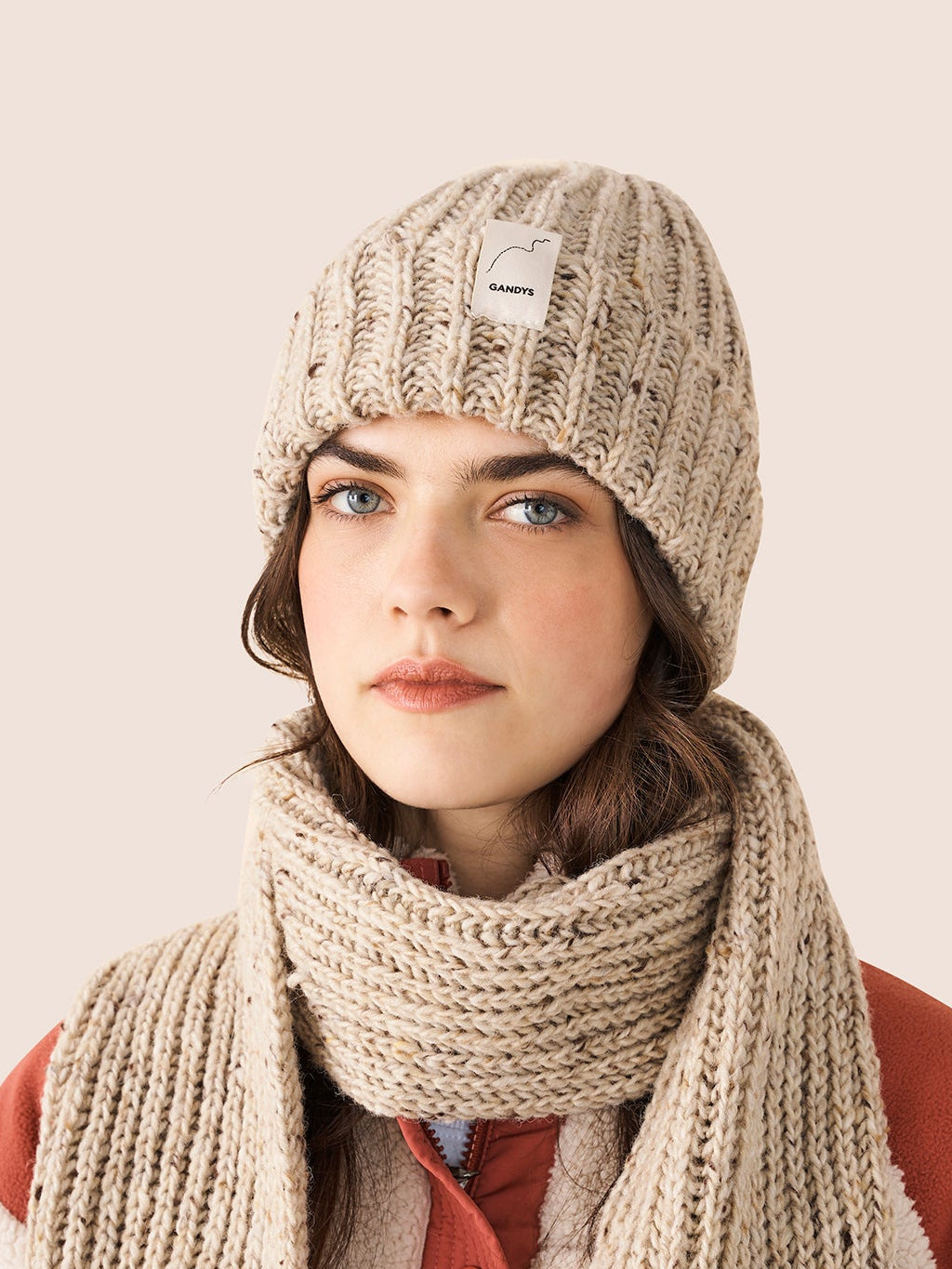 Skye Made in England Wool Beanie in Natural Slub