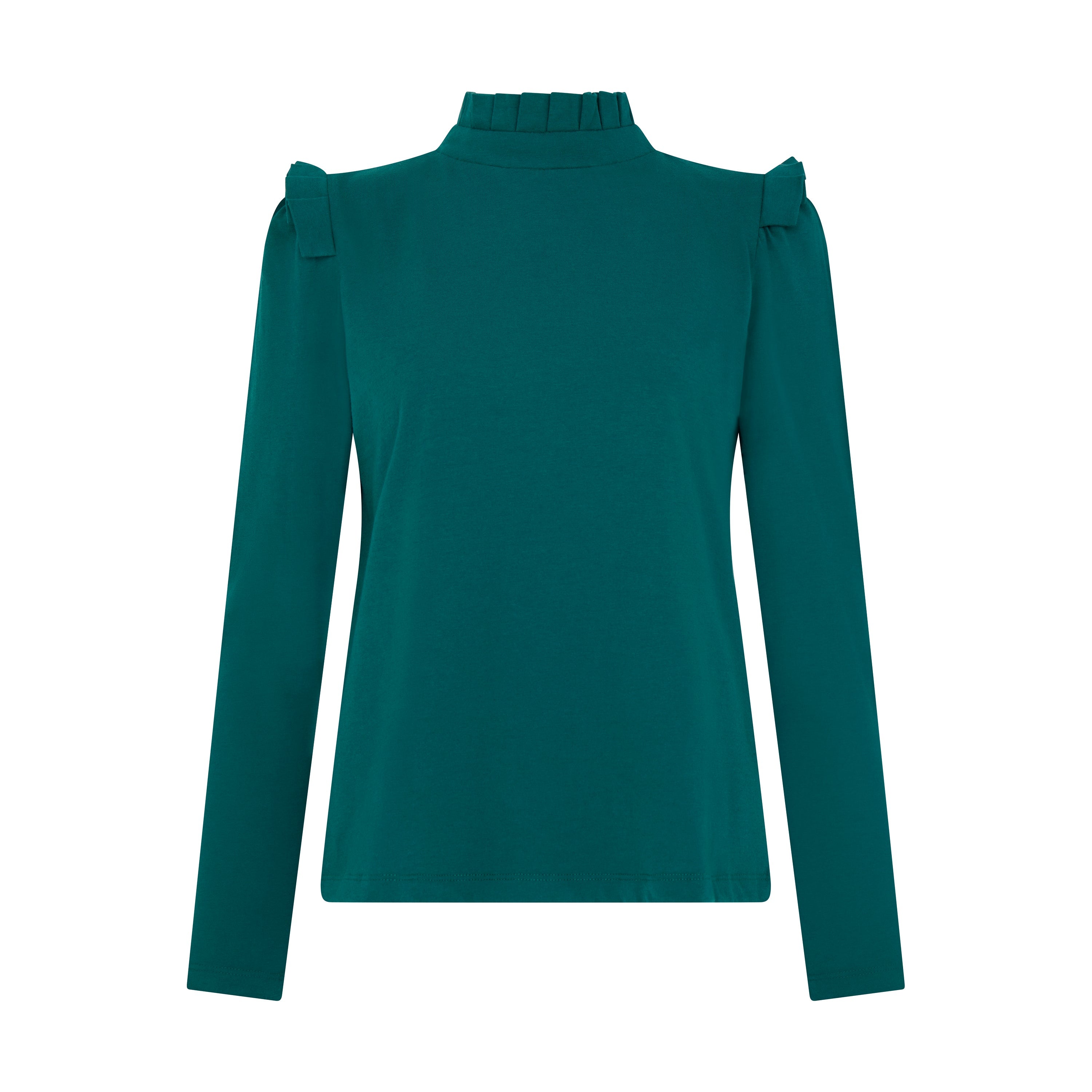SIENNA-PLEATED NECK LONG SLEEVE T-SHIRT