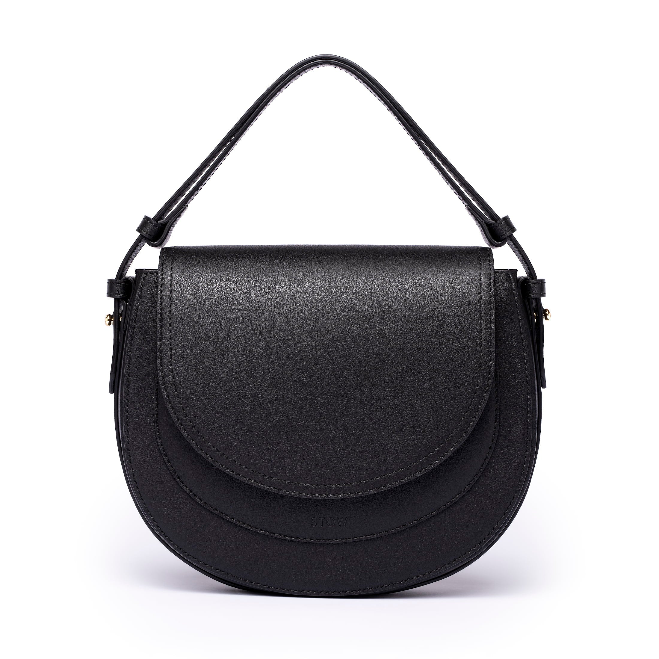 Saddle Bag - Black Smooth Leather