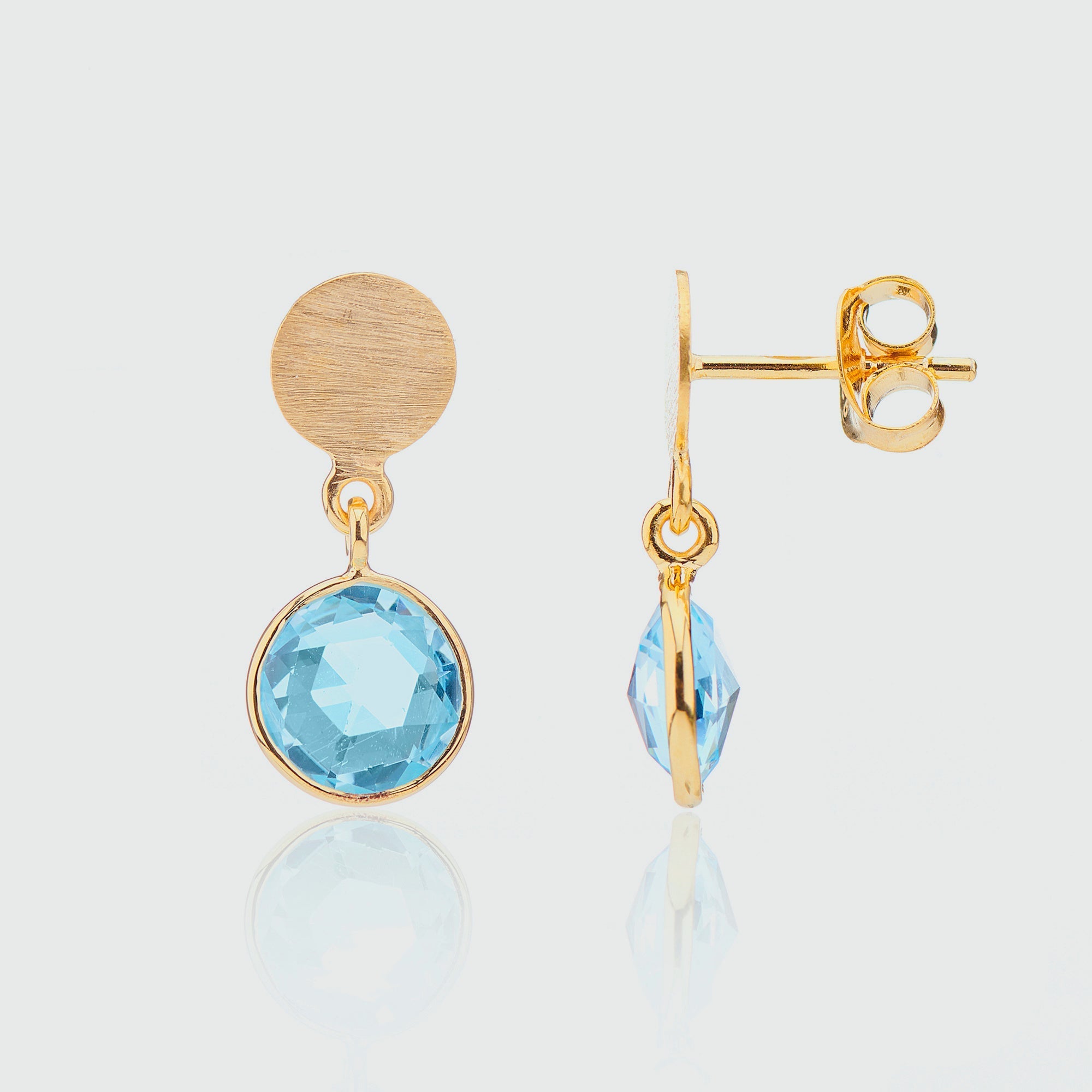 Salina Blue Topaz and Gold Vermeil Disc Earrings
