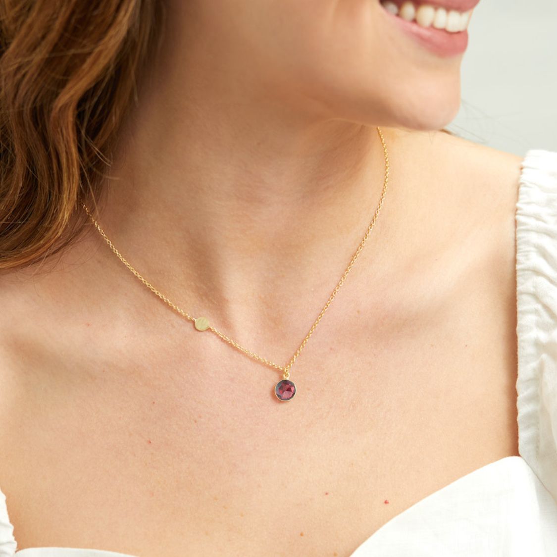 Salina Garnet and Gold Vermeil Disc Necklace