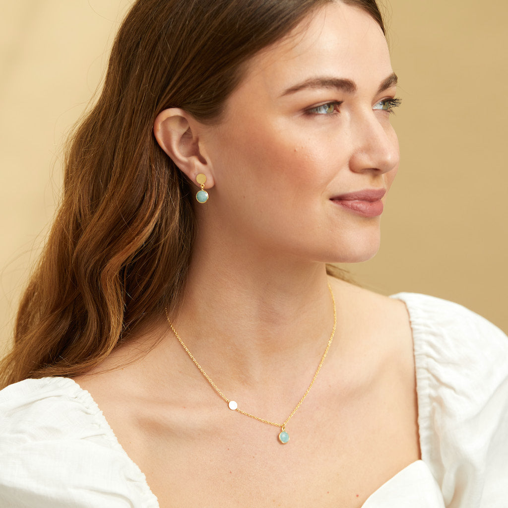 Salina Amazonite and Gold Vermeil Disc Earrings
