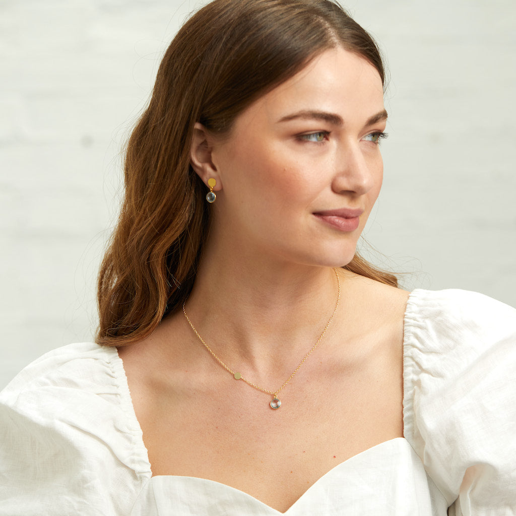 Salina Blue Topaz and Gold Vermeil Disc Earrings