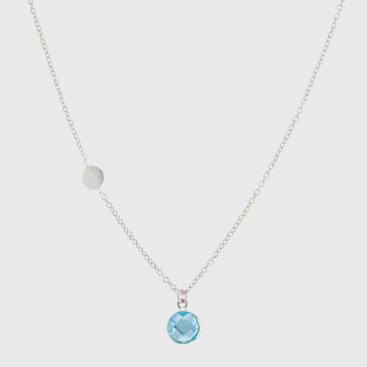 Salina Blue Topaz and Sterling Silver Disc Necklace